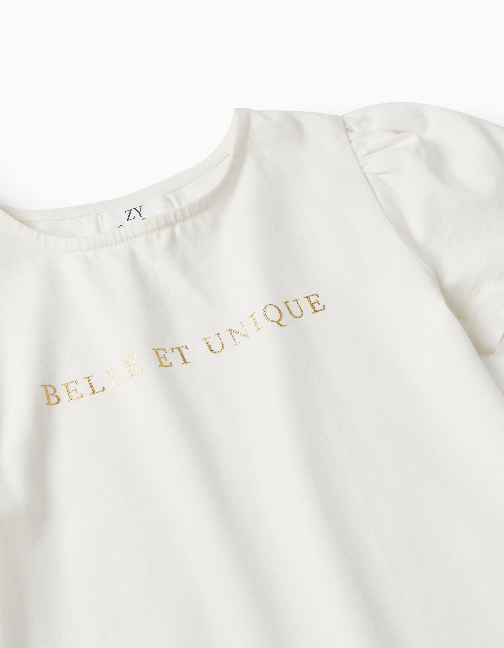 T-Shirt + Skirt for Girls 'Belle et Unique', White/Gold