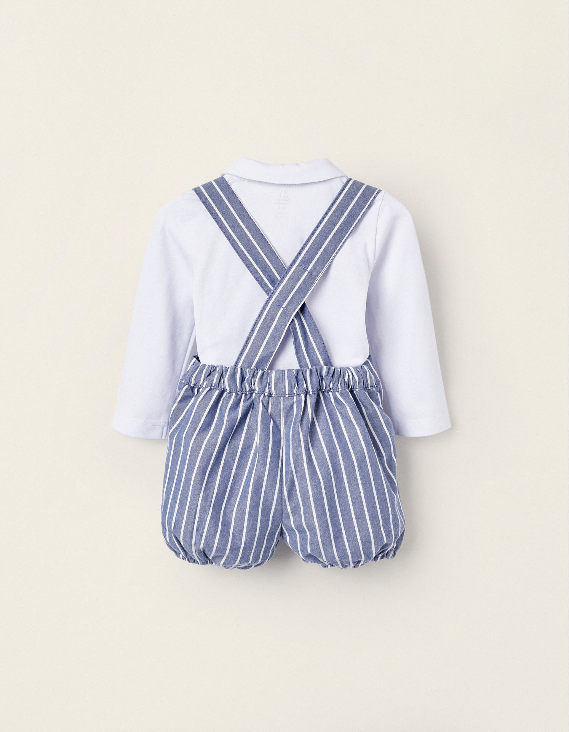 Bodysuit + Trousers with Straps for Newborn Boys, Blue/White