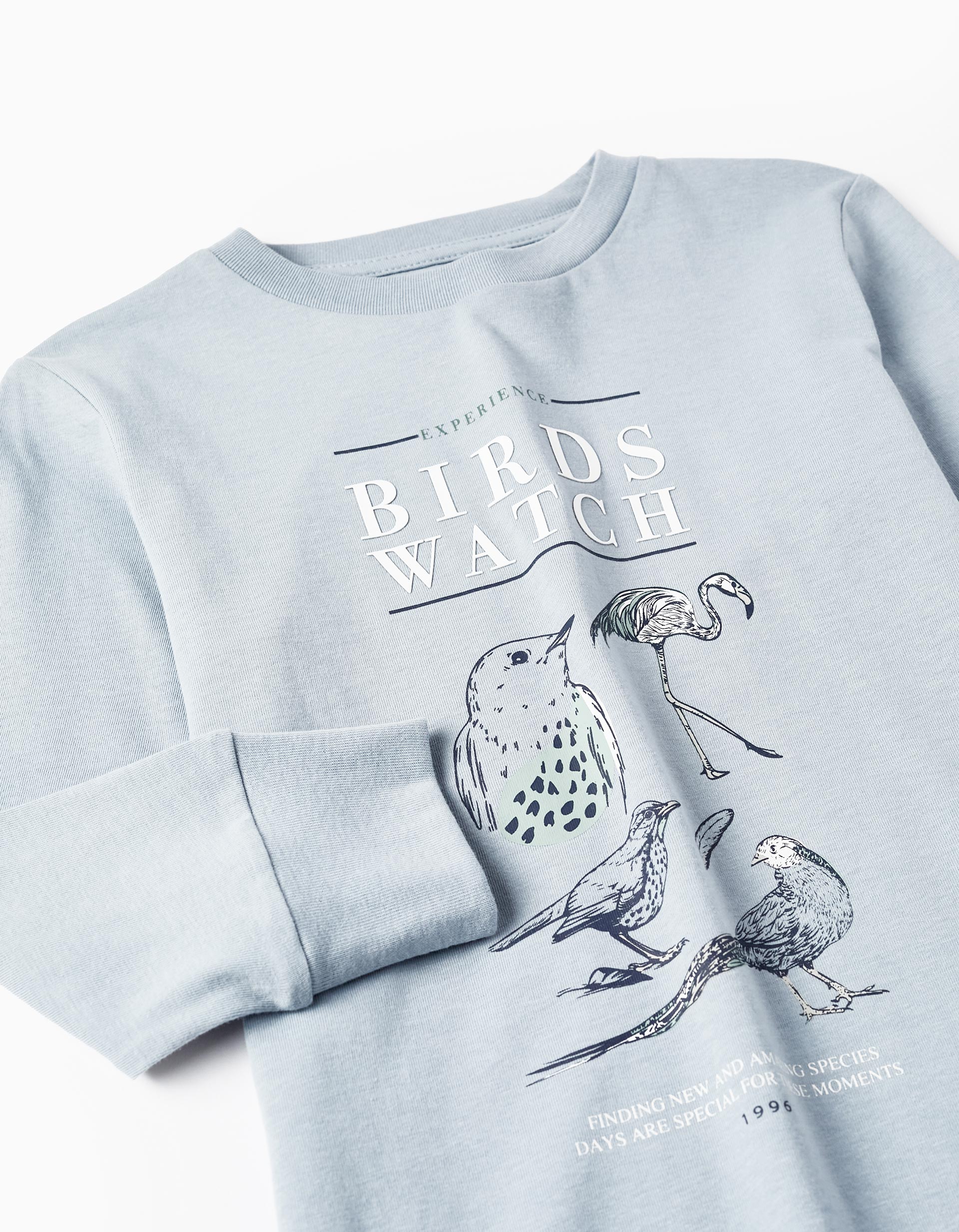 Long Sleeve T-Shirt for Boys 'Birds Watch', Light Blue