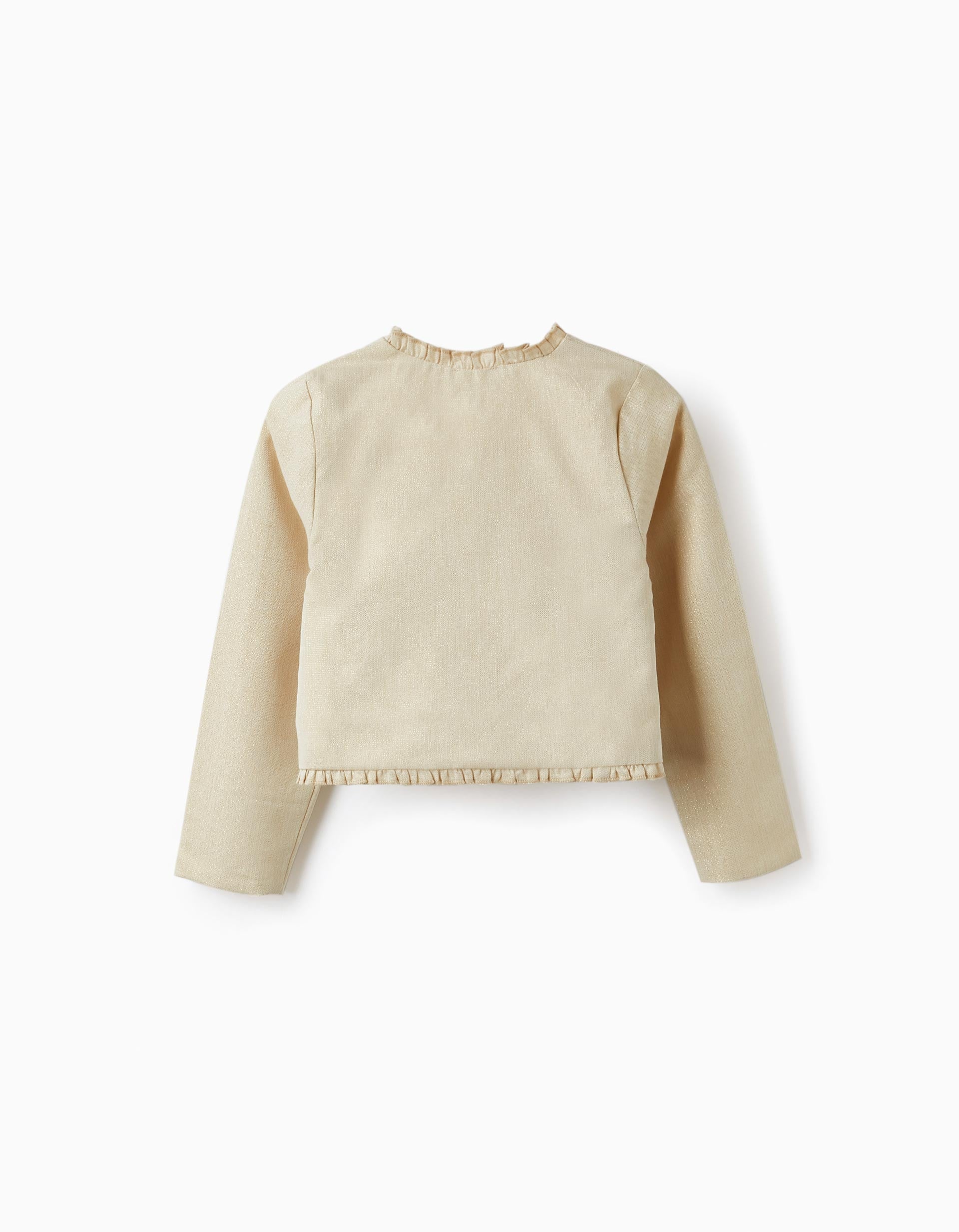 Bolero Jacket with Lurex Threads and Ruffles for Girls, Golden