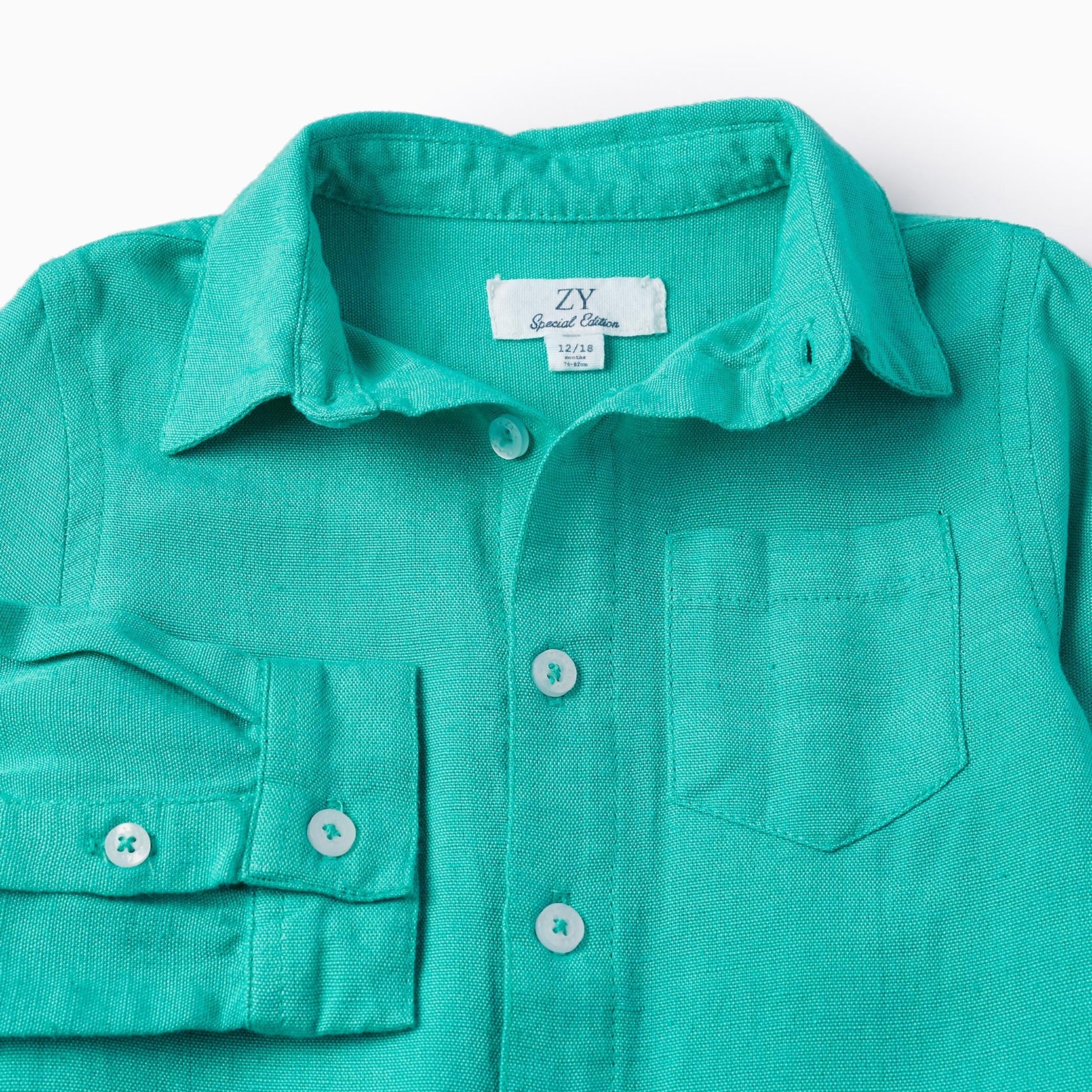 Long Sleeve Linen Shirt for Baby Boys 'Special Days', Green