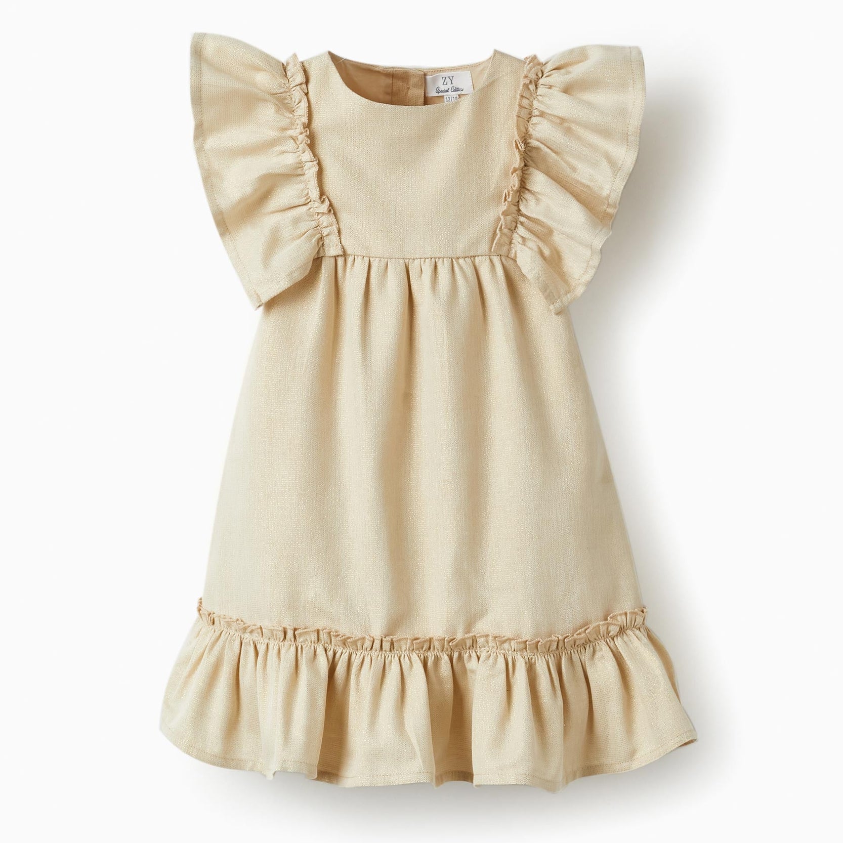 Dress with Ruffles and Lurex Threads for Baby Girls, Gold