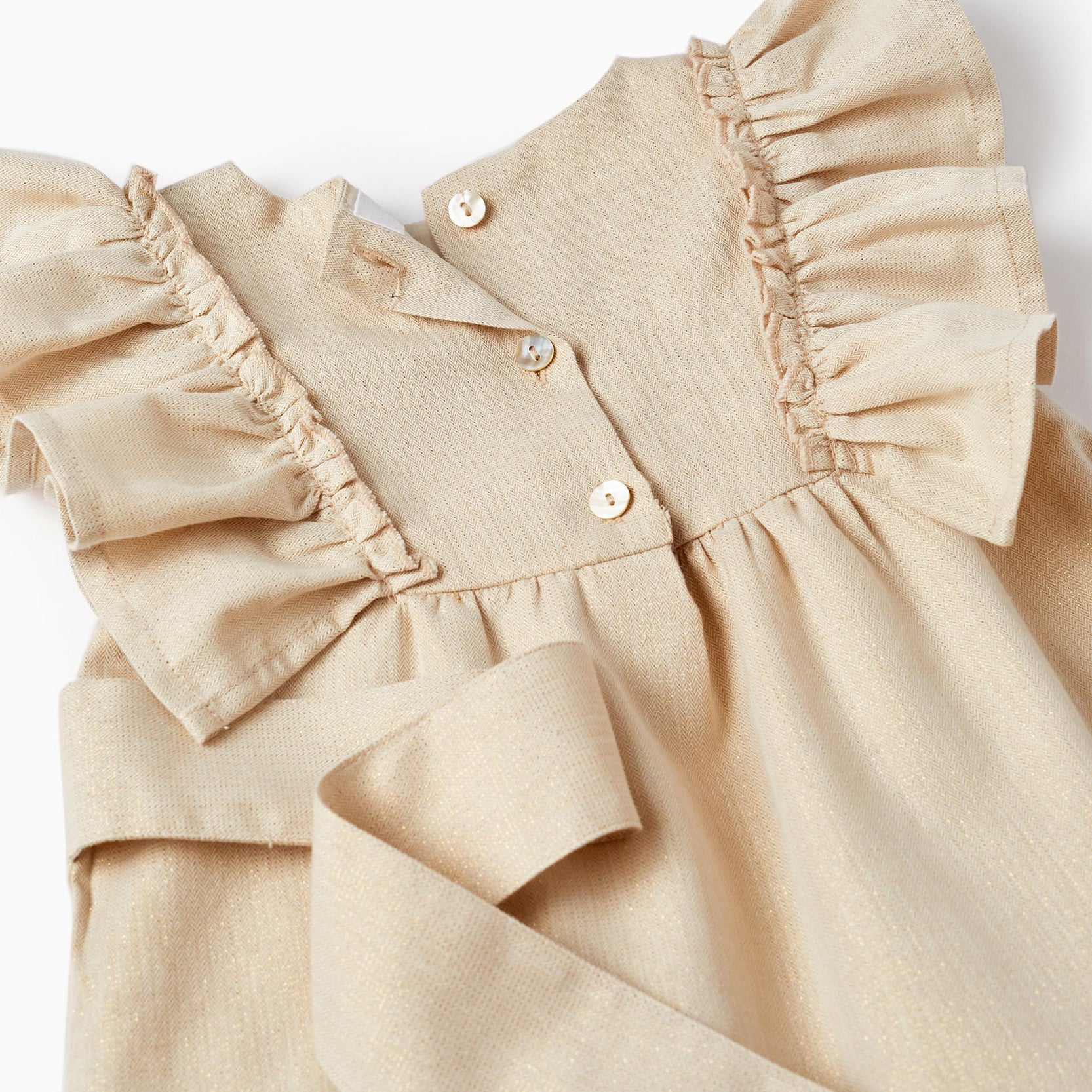 Dress with Ruffles and Lurex Threads for Baby Girls, Gold