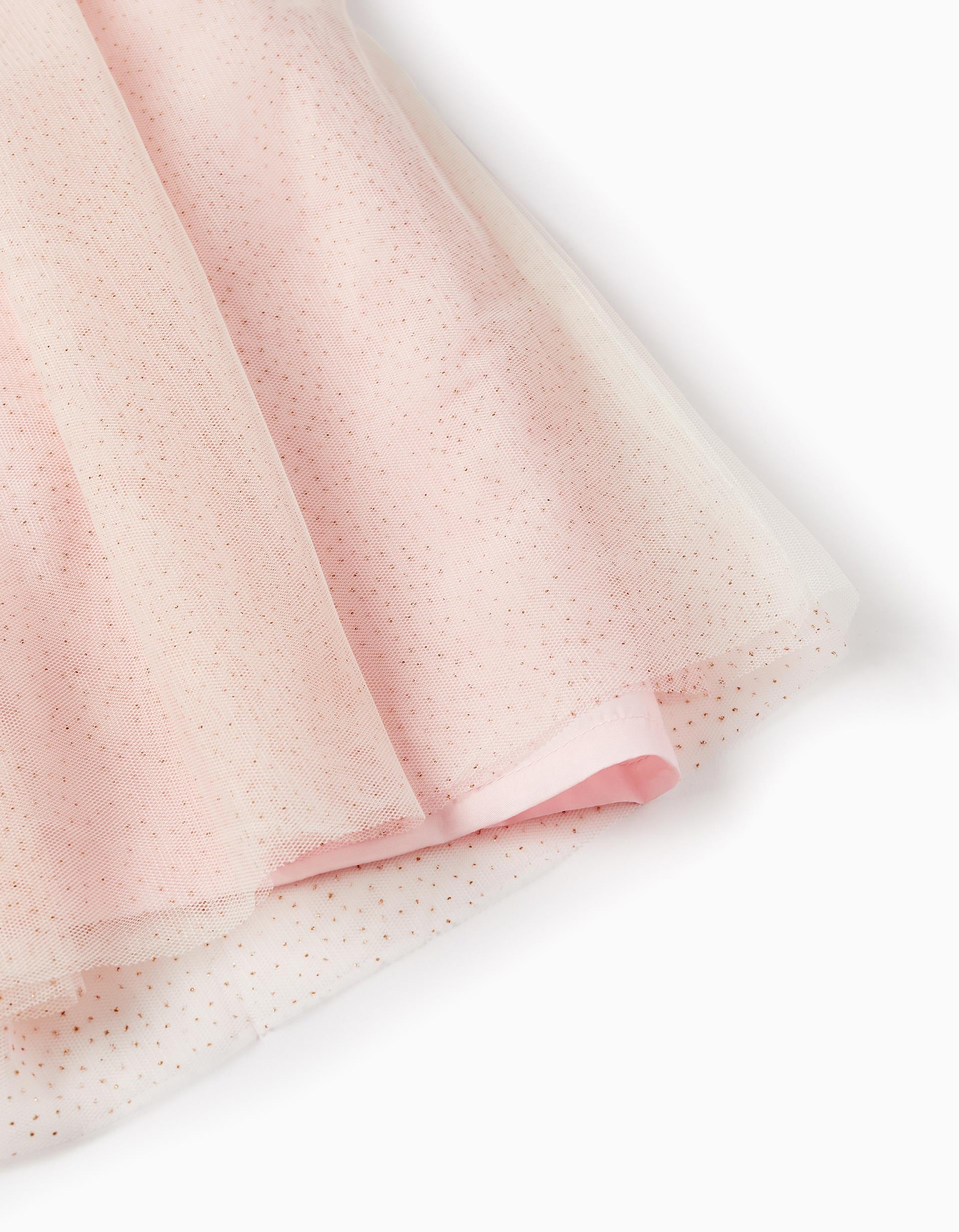 Dress in Tulle with Flowers, Glitter, and Sequins for Girls, Pink