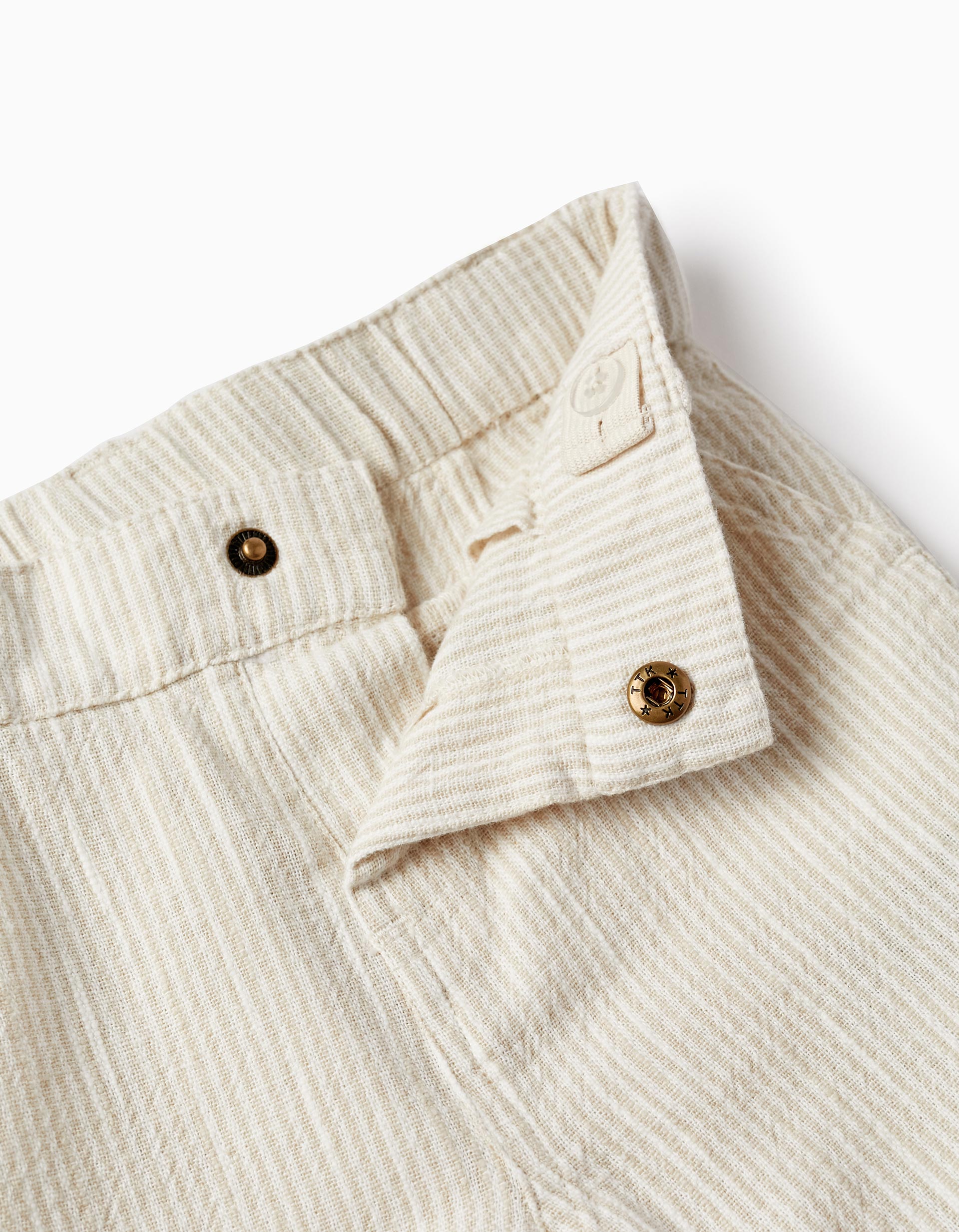 Striped Chino Shorts for Baby Boys, White/Beige