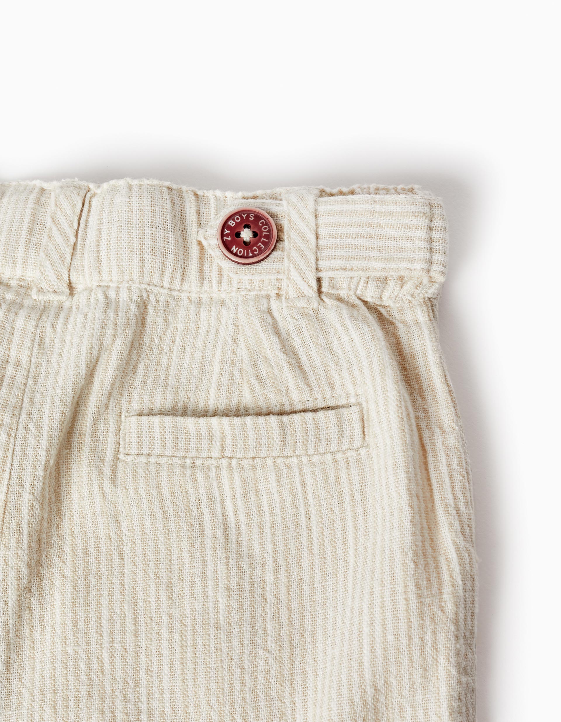 Striped Chino Shorts for Baby Boys, White/Beige