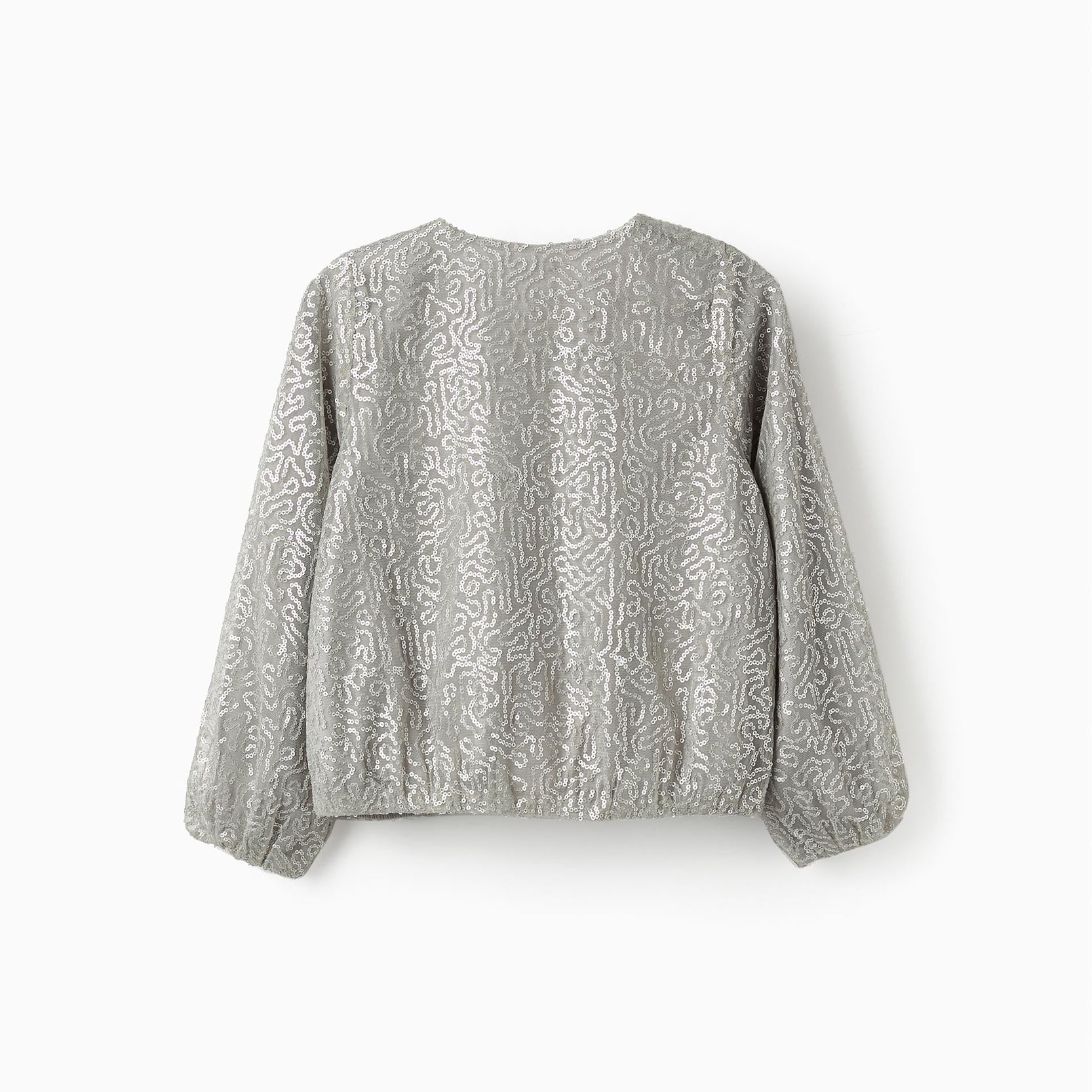 Bomber Jacket with Sequins for Girls, Grey