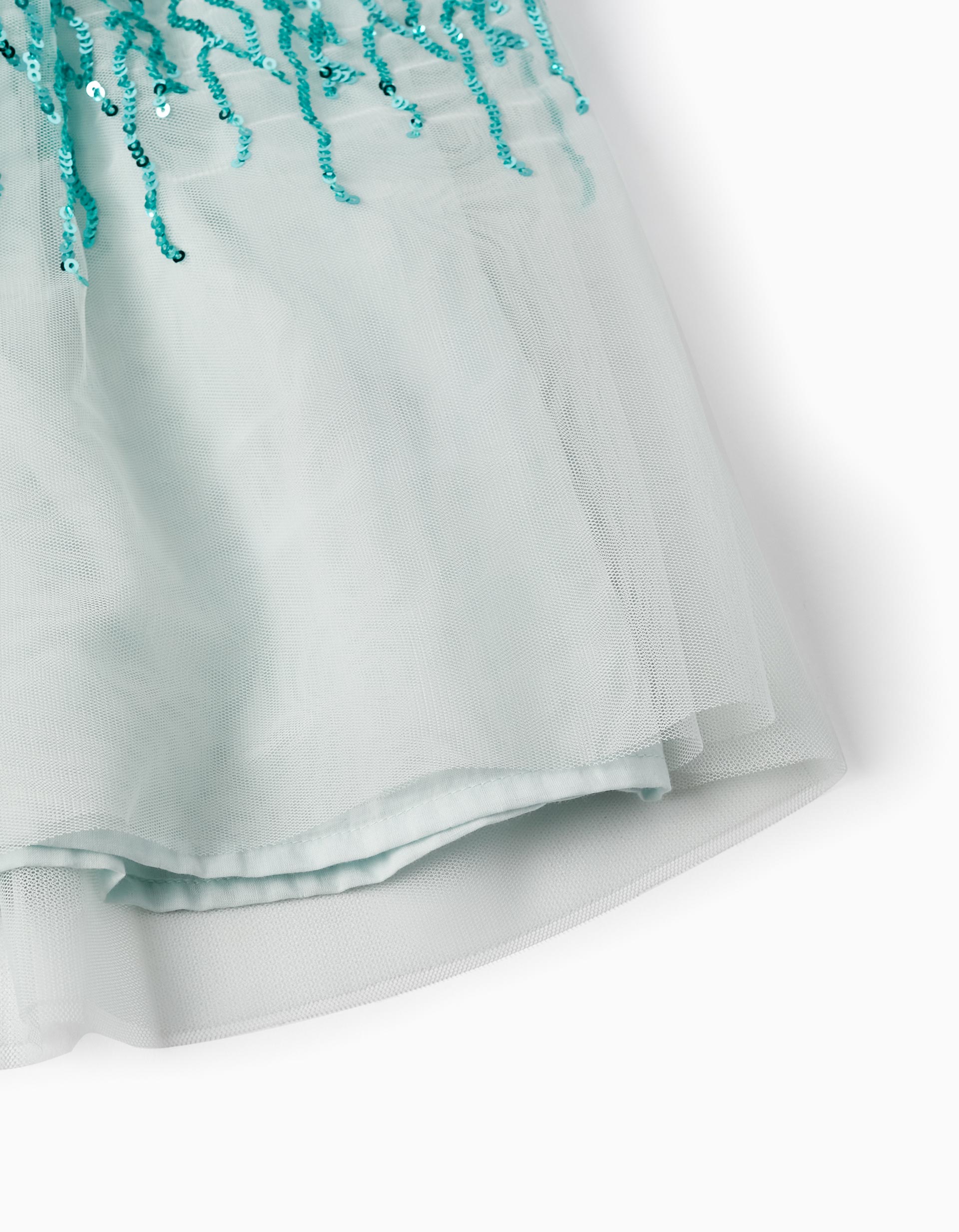 Dress with Tulle and Sequins for Girls, Turquoise/Light Blue