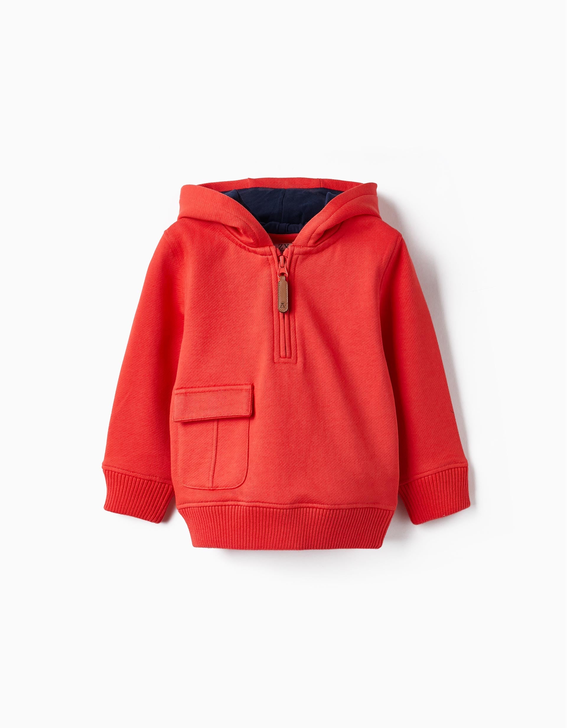 Cotton Hooded Sweatshirt for Baby Boy, Light Red