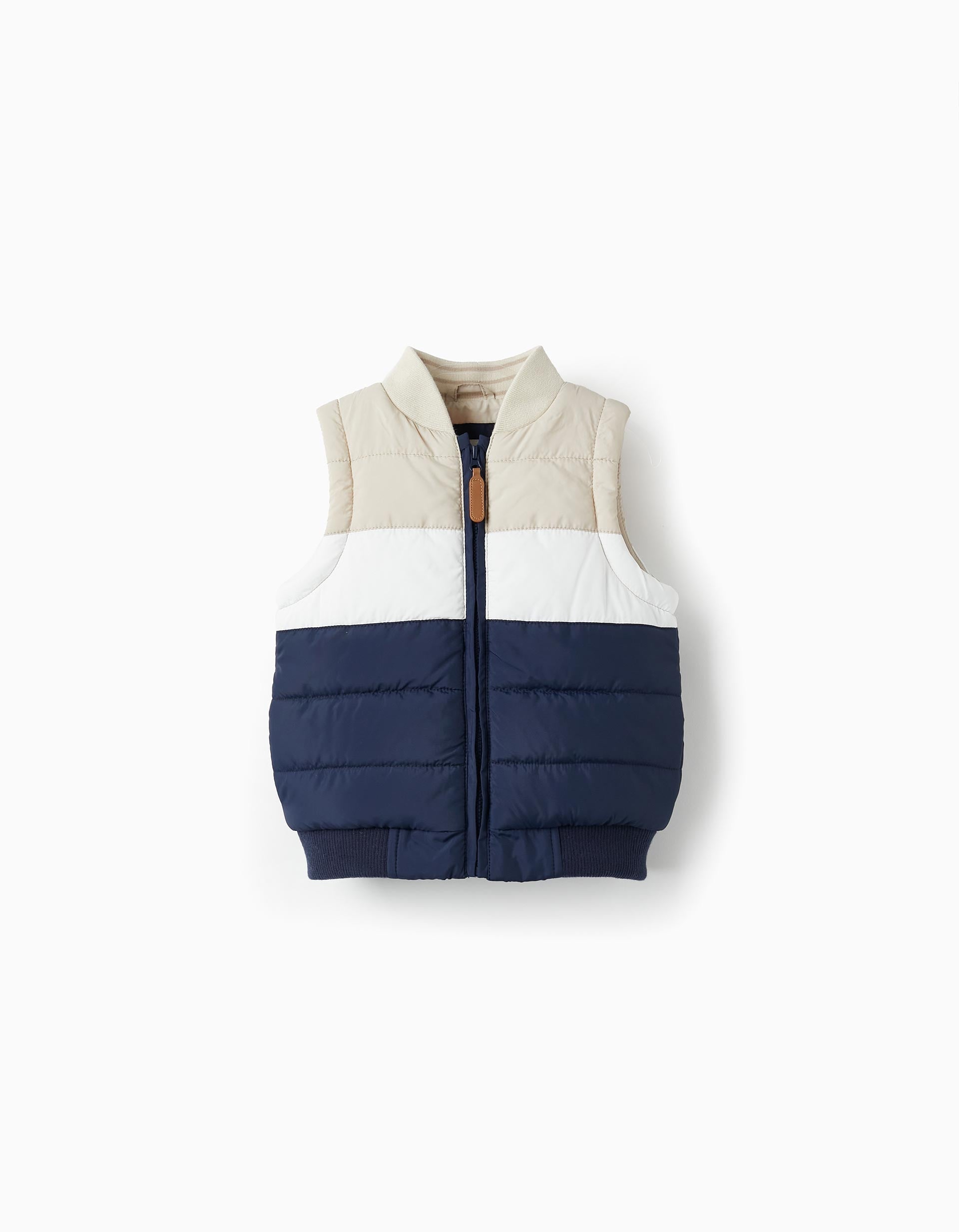 Padded Vest for Baby Boys, Dark Blue/White/Beige