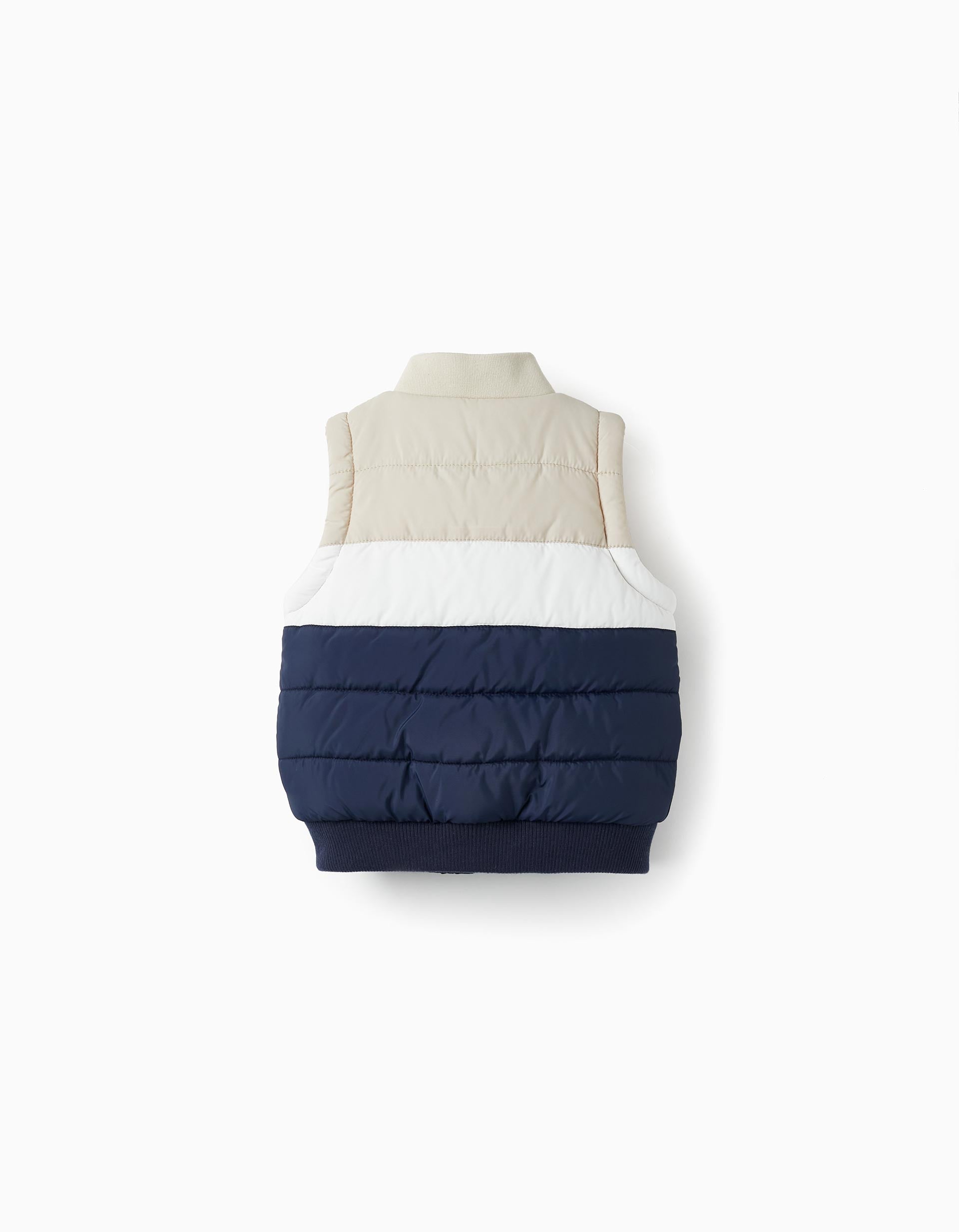 Padded Vest for Baby Boys, Dark Blue/White/Beige