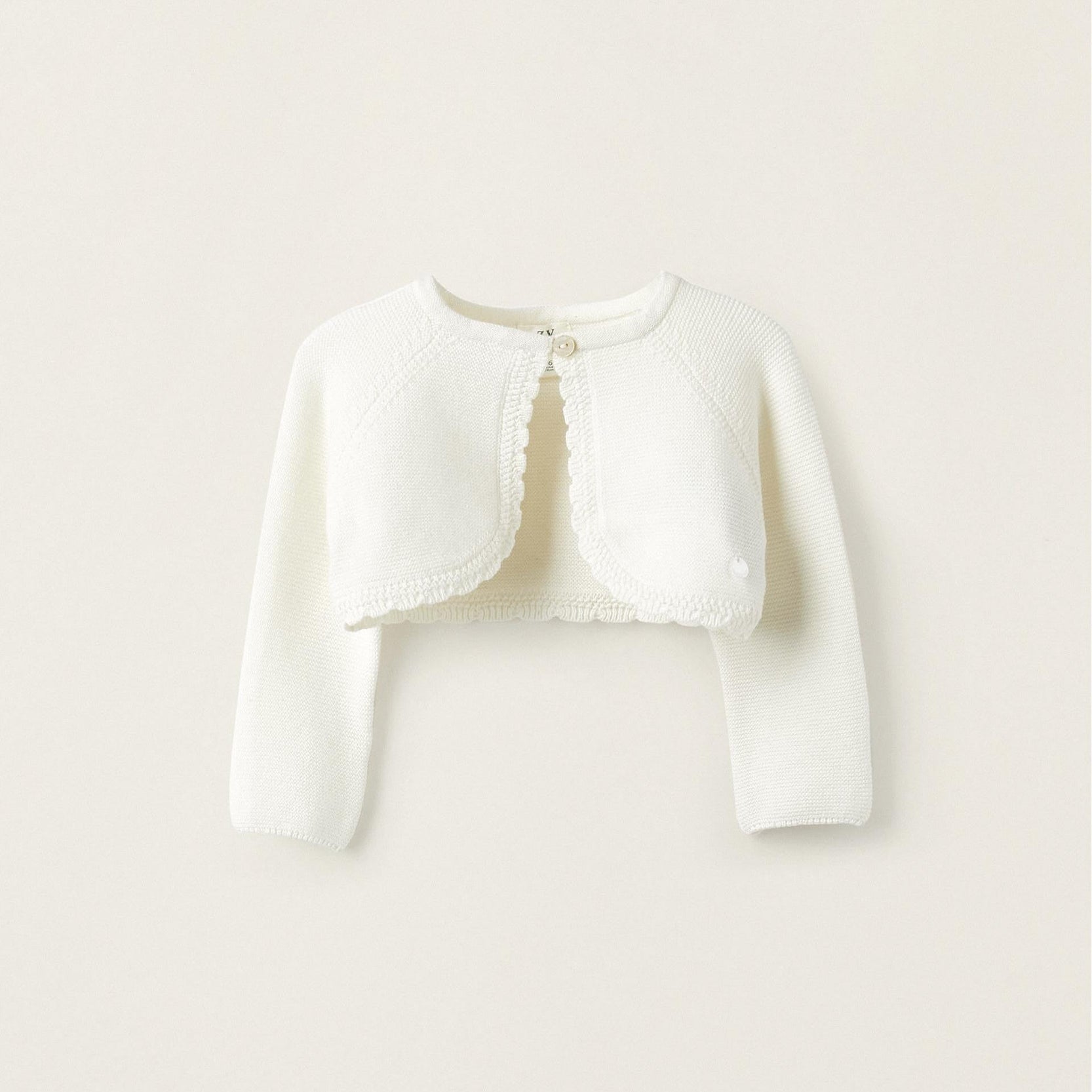 Knitted Bolero Jacket for Newborn Girls, White