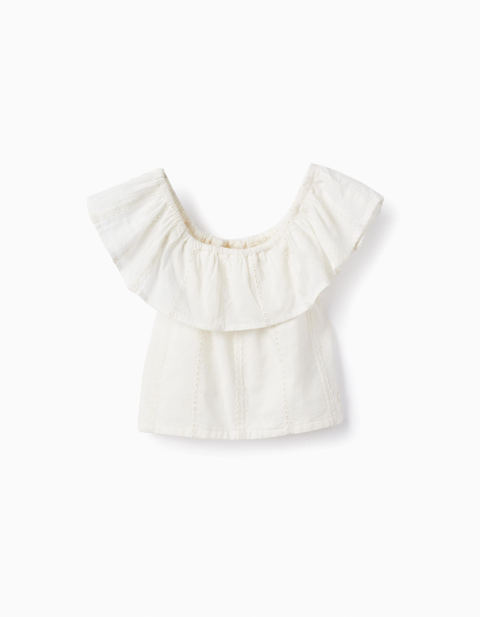 SS SHIRT COTTON, WHITE, 11/12-SHIRT-KID GIRL