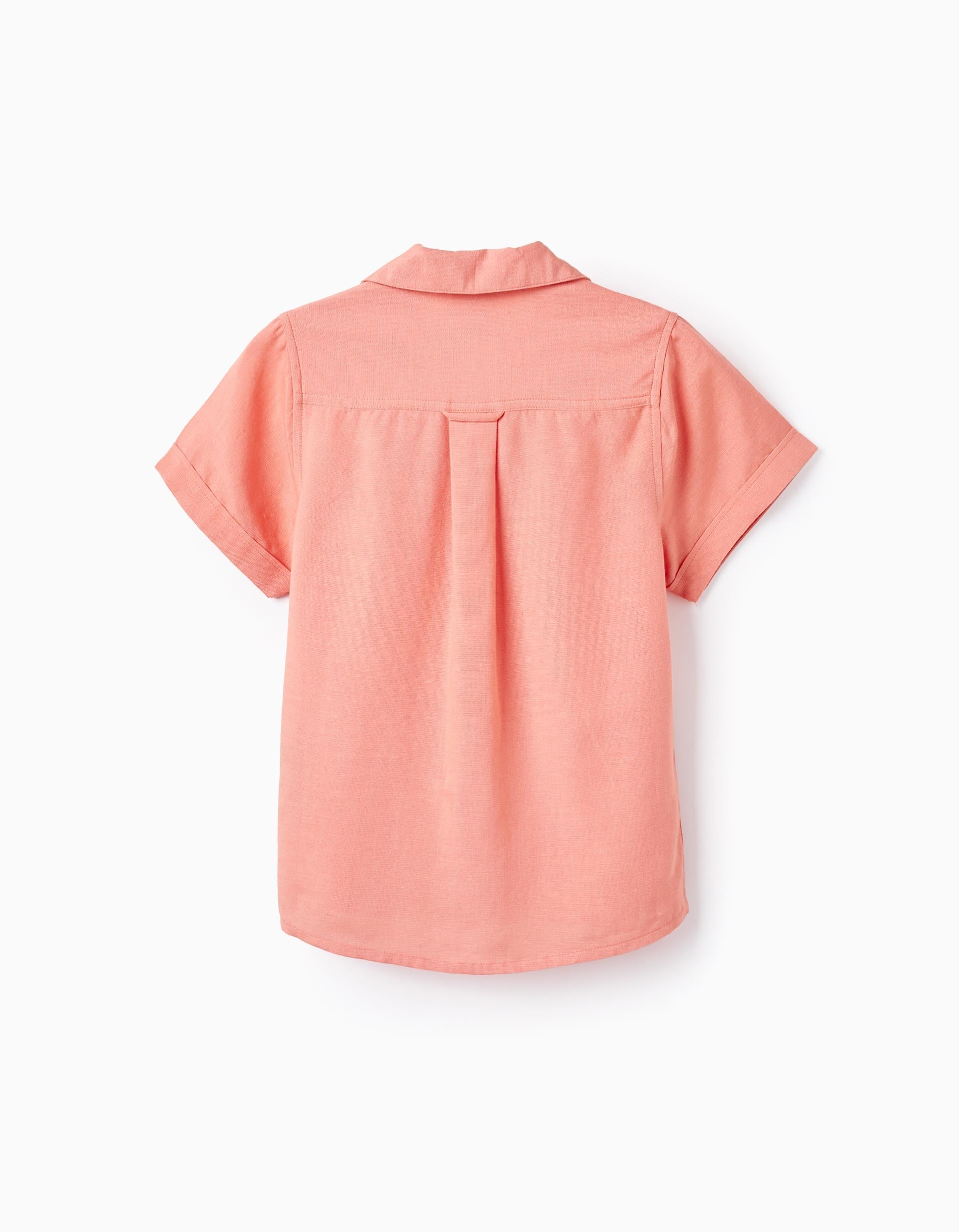 Short Sleeve Linen Shirt for Boys, Coral