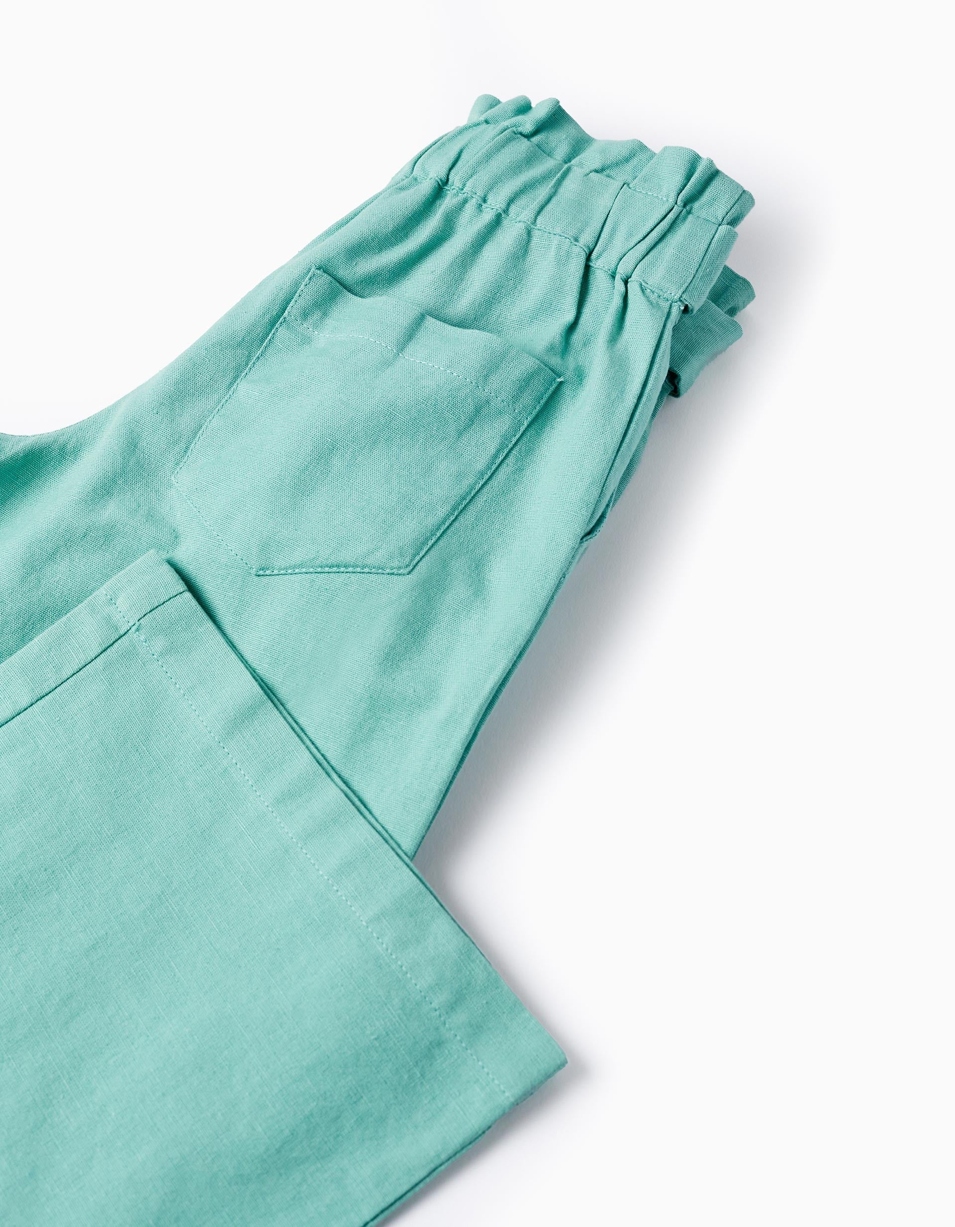 Cotton and Linen Trousers for Girls 'B&S', Green