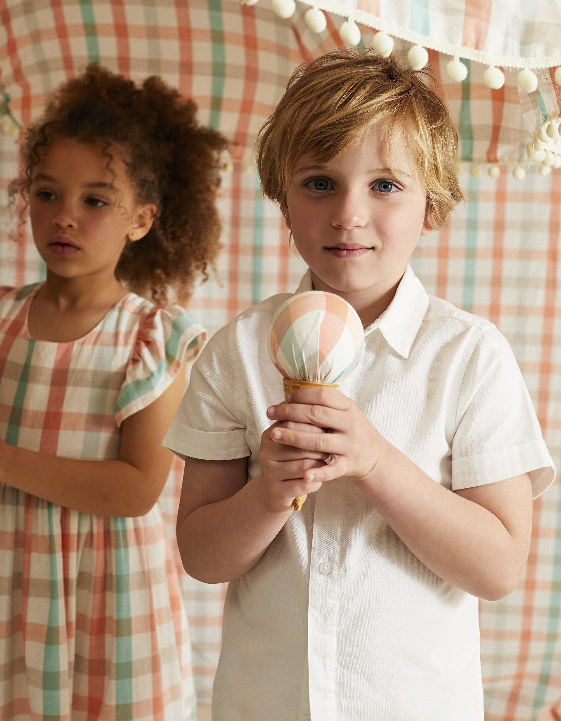 Short Sleeve Cotton Shirt for Boys 'B&S', White