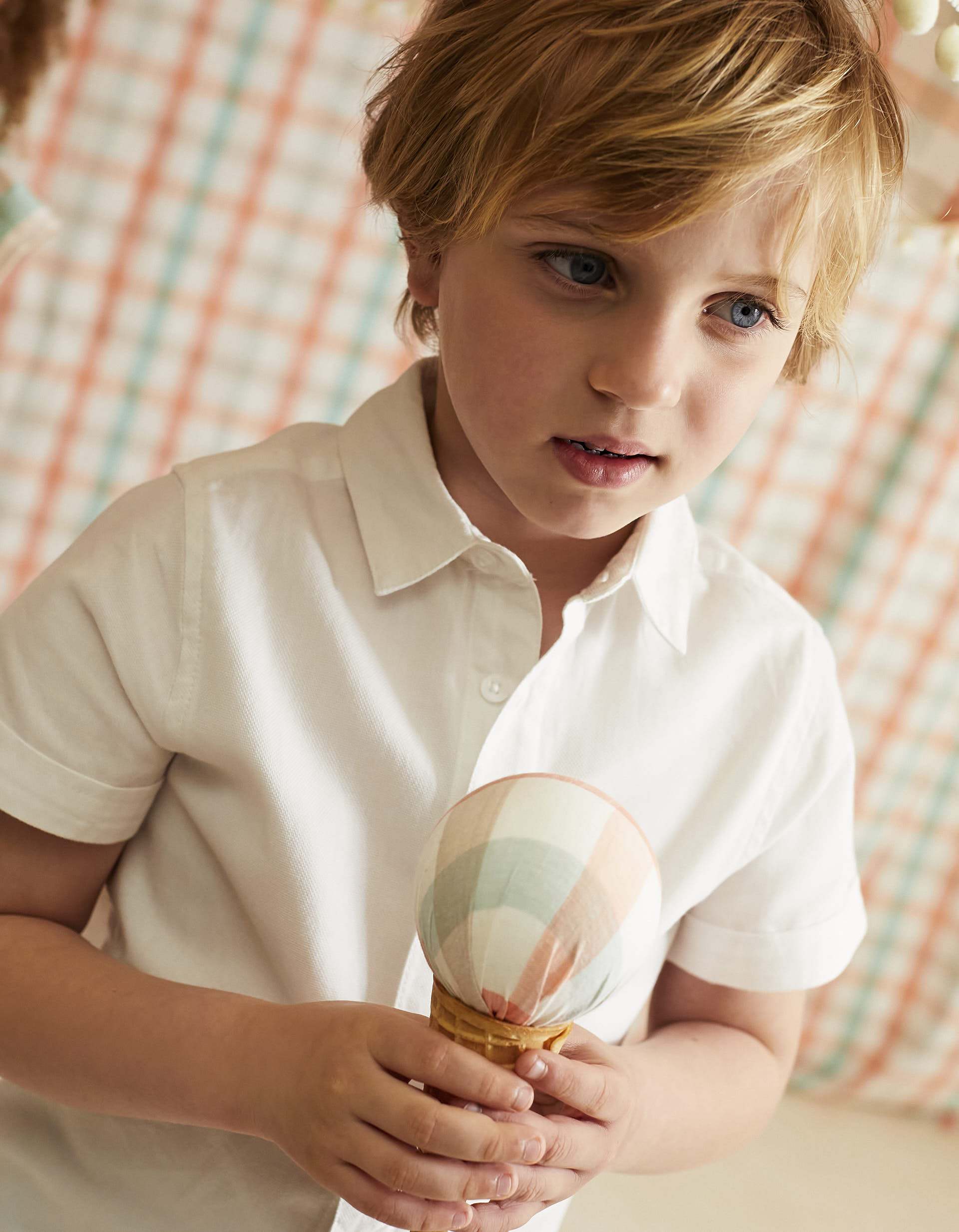 Short Sleeve Cotton Shirt for Boys 'B&S', White