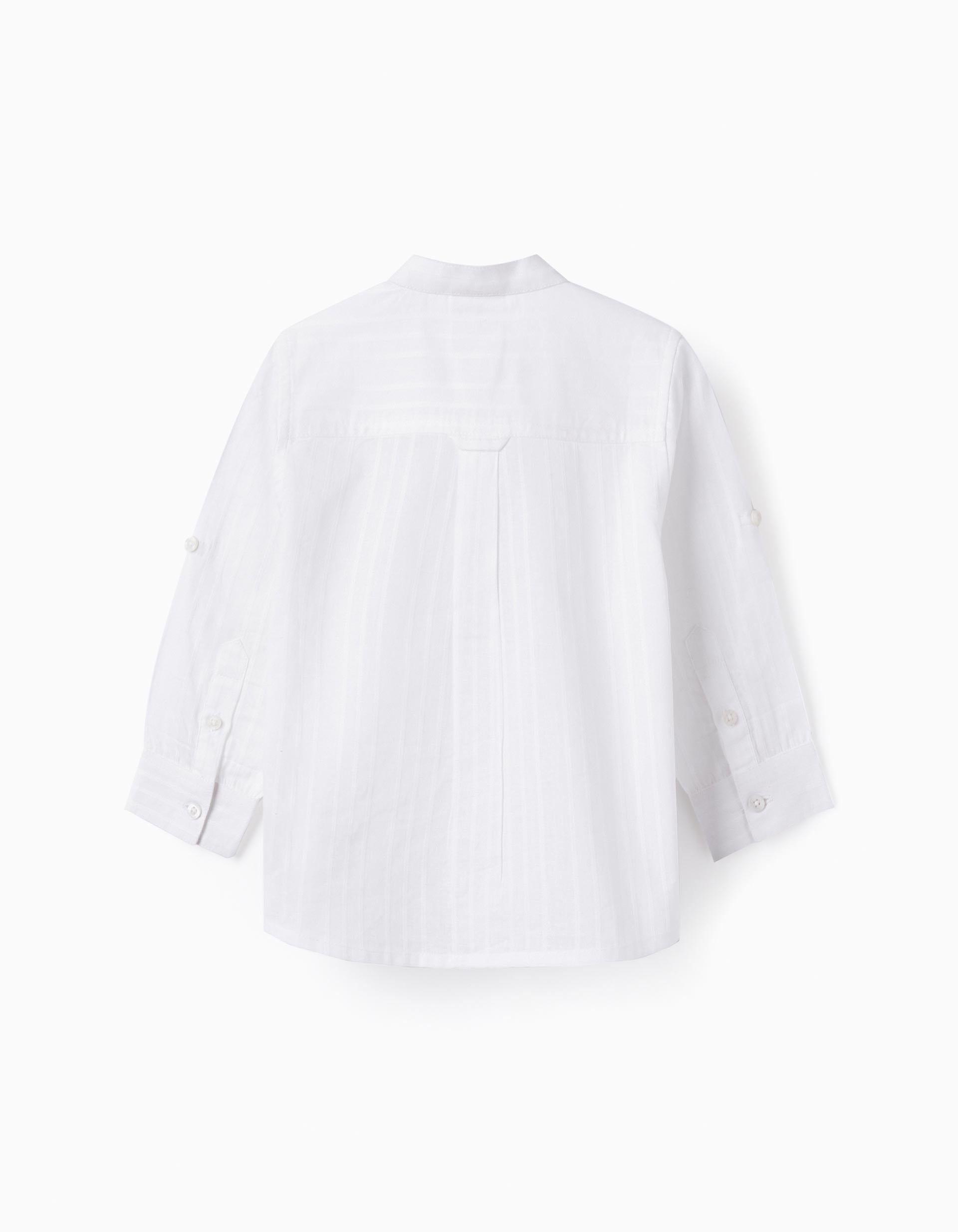 Cotton Shirt with Mao Collar for Baby Boys, White