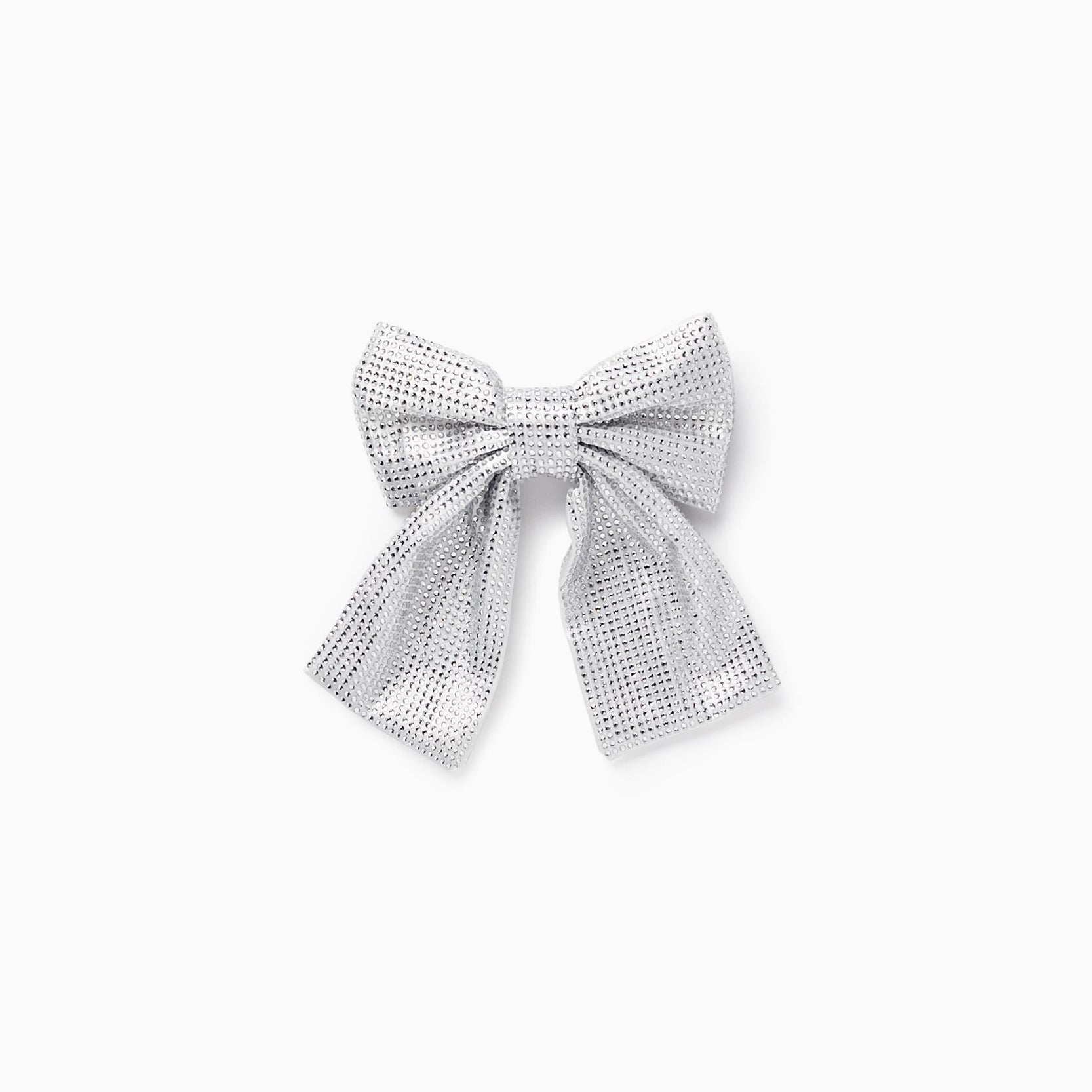 Bow Hair Clip with Sparkles for Baby and Girl, Silver