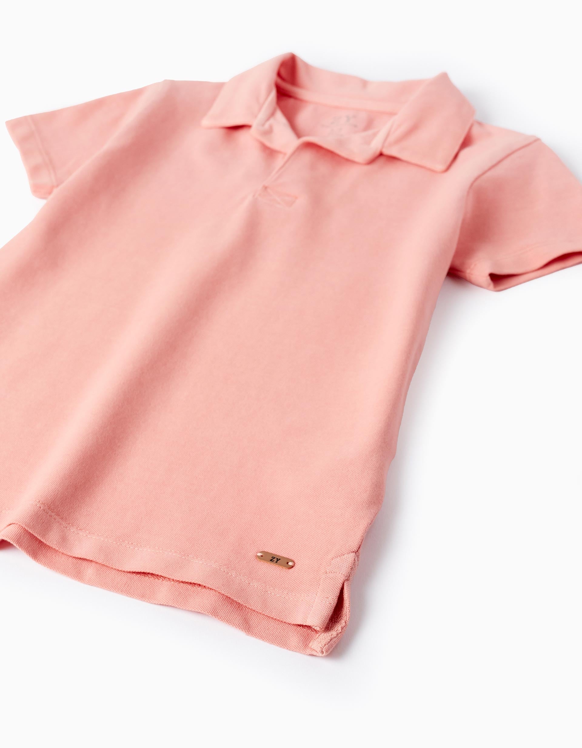 Buttonless Cotton Polo for Boys 'B&S', Coral