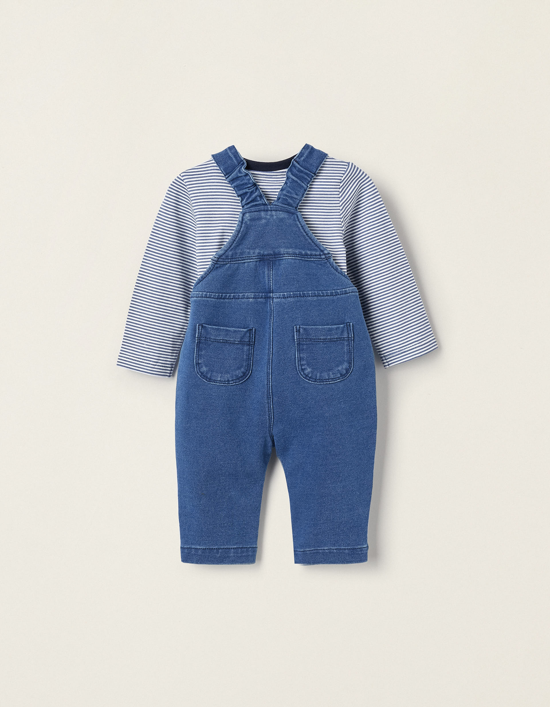 Long Sleeve Bodysuit + Denim Dungarees for Newborn Boys, Blue