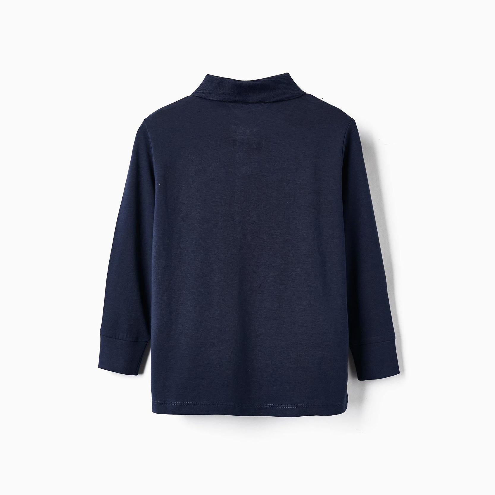 Long Sleeve Cotton Polo for Boys, Dark Blue