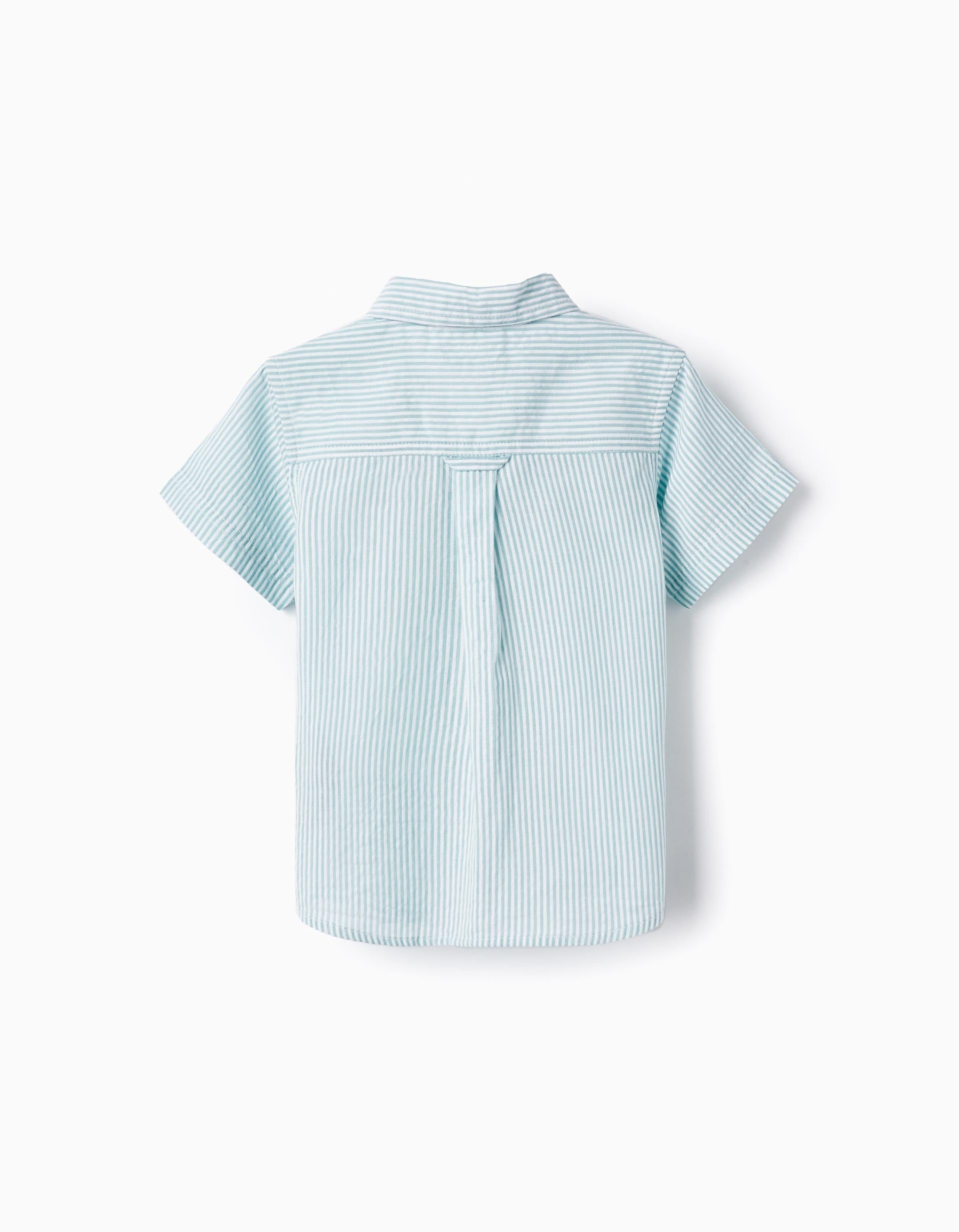 Striped Shirt for Baby Boys, Green/White