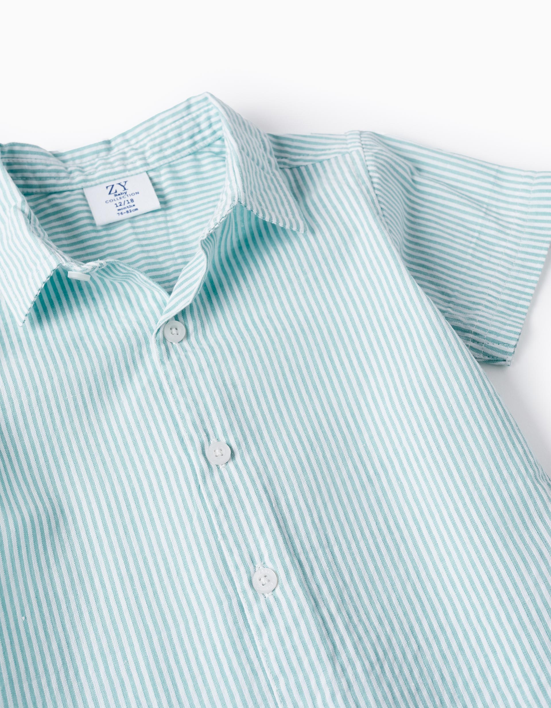 SS SHIRT SEERSUCKER, GREEN, 12/18M-SHIRT-BABY BOY