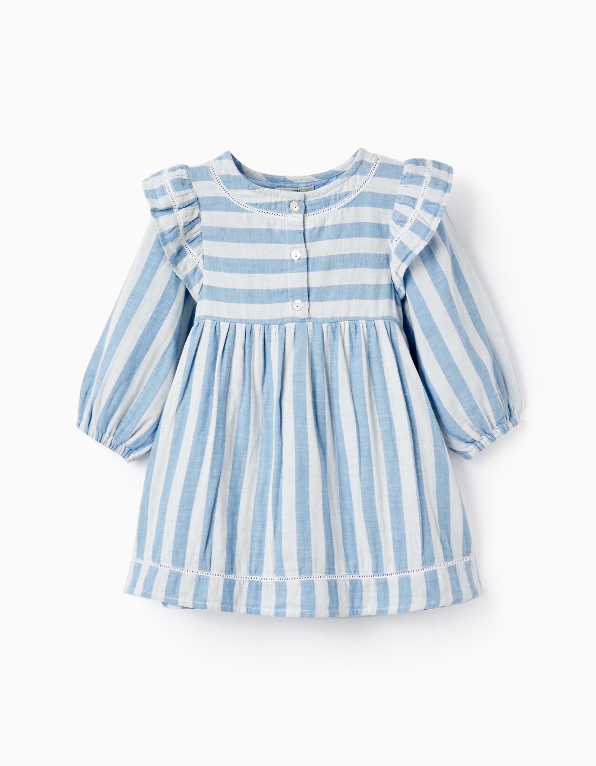 Cotton Striped Dress for Baby Girls 'B&S', White/Blue