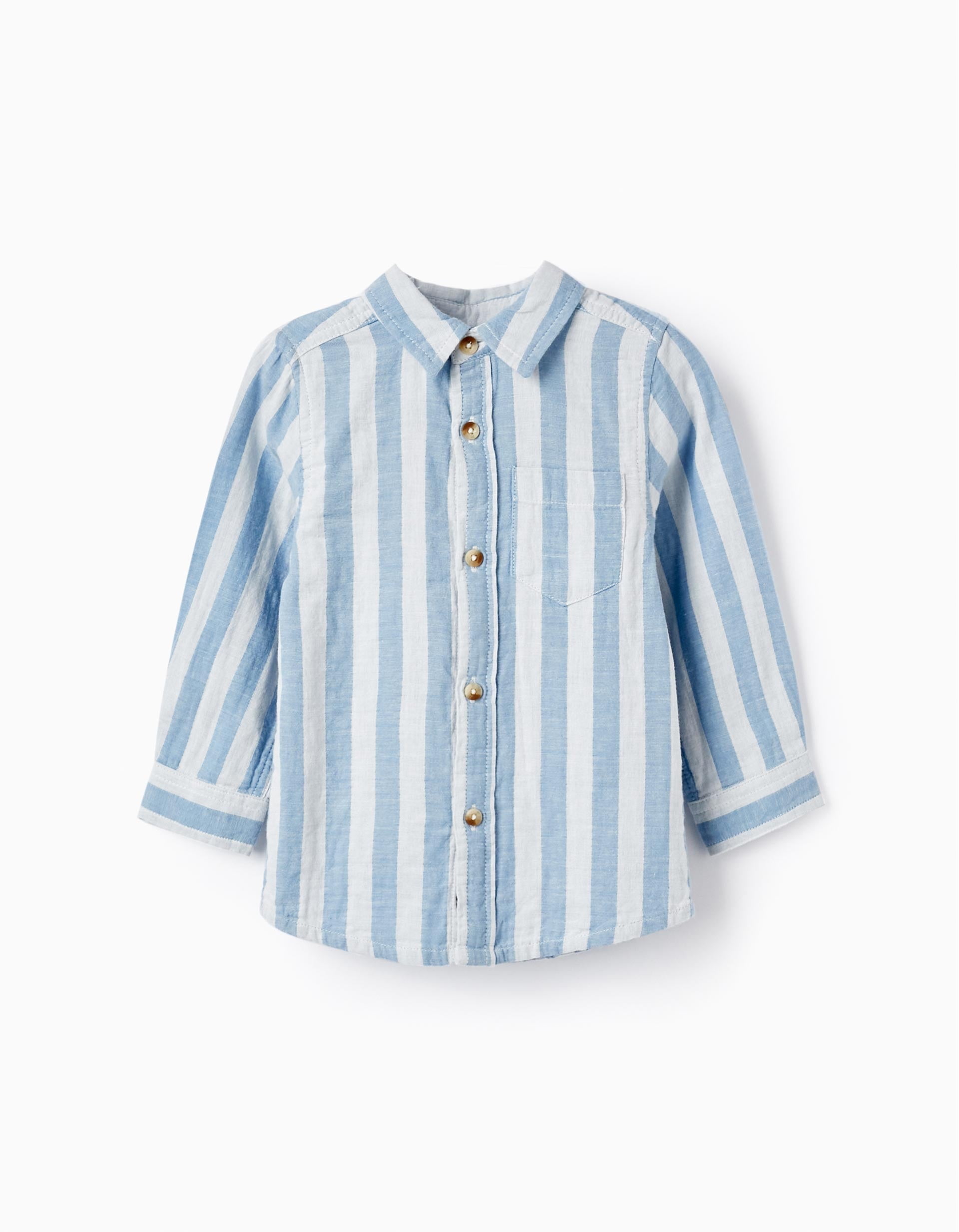 Striped Cotton Shirt for Baby Boys, Blue