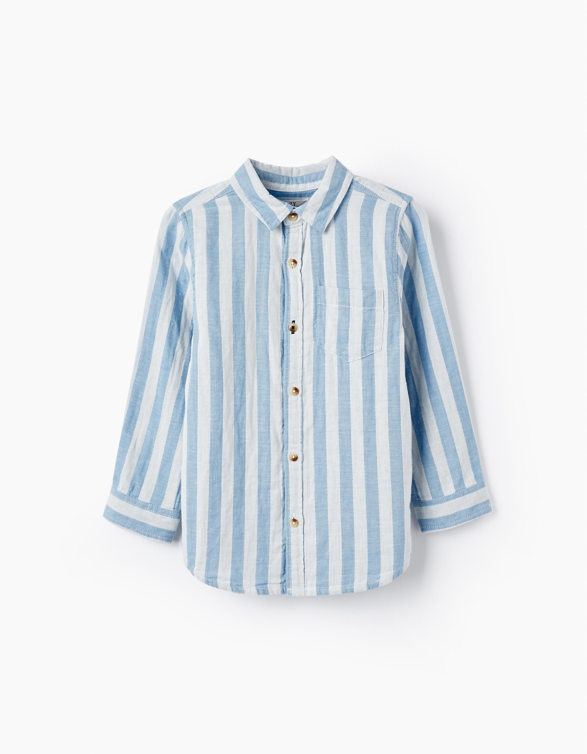 Cotton Striped Shirt for Boys 'B&S', White/Blue