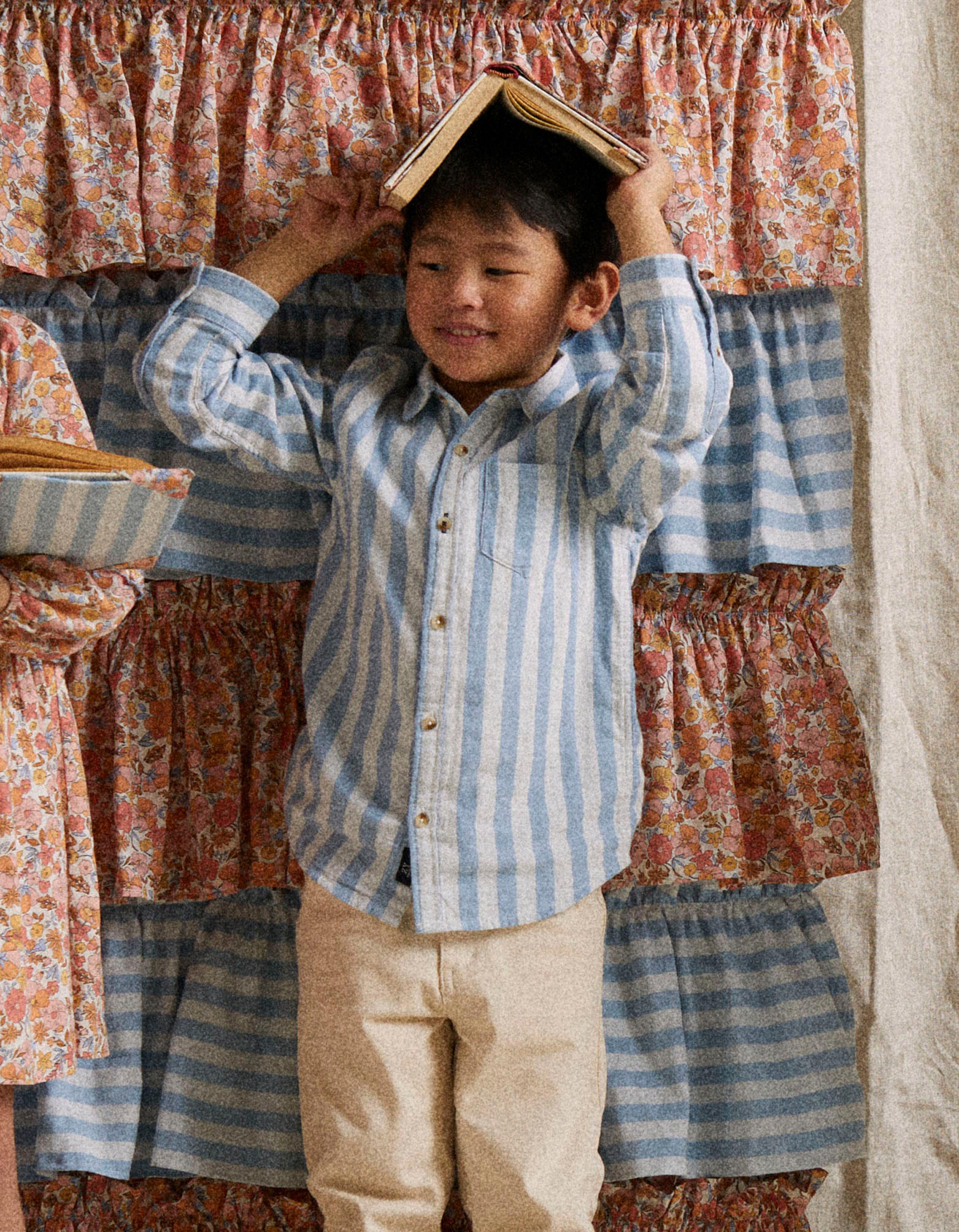 Cotton Striped Shirt for Boys 'B&S', White/Blue