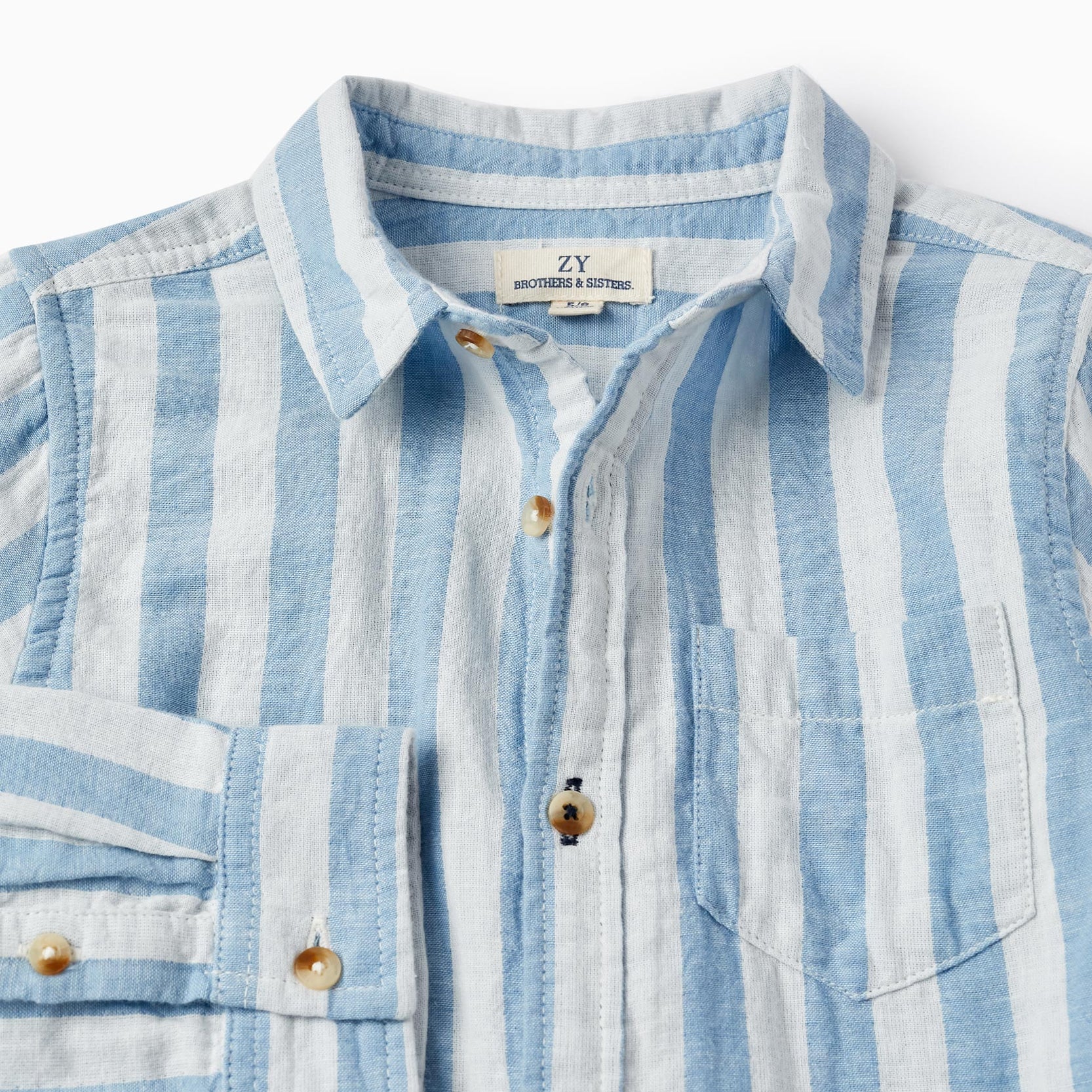Cotton Striped Shirt for Boys 'B&S', White/Blue