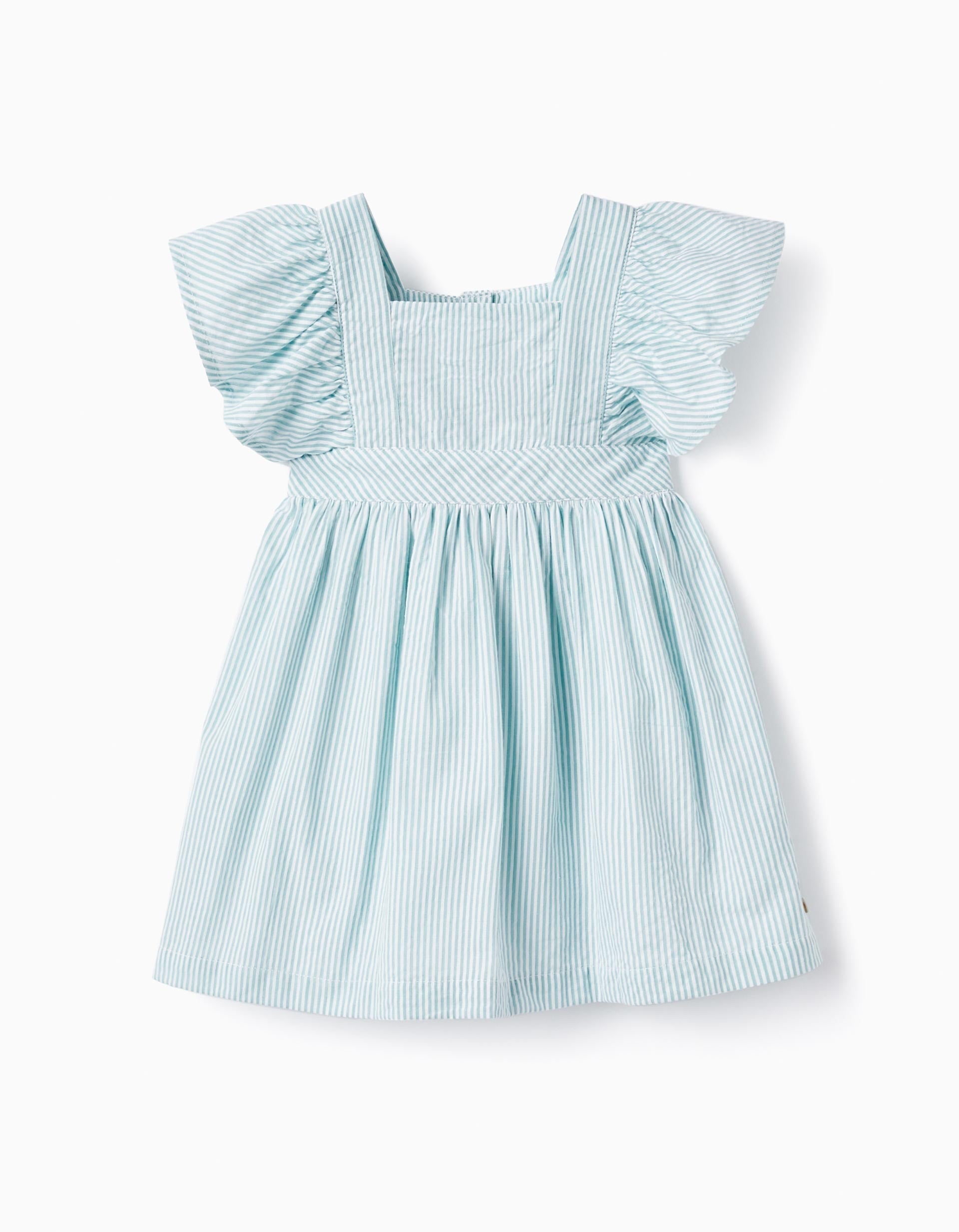 Striped Dress with Ruffles for Baby Girls 'B&S', Green/White