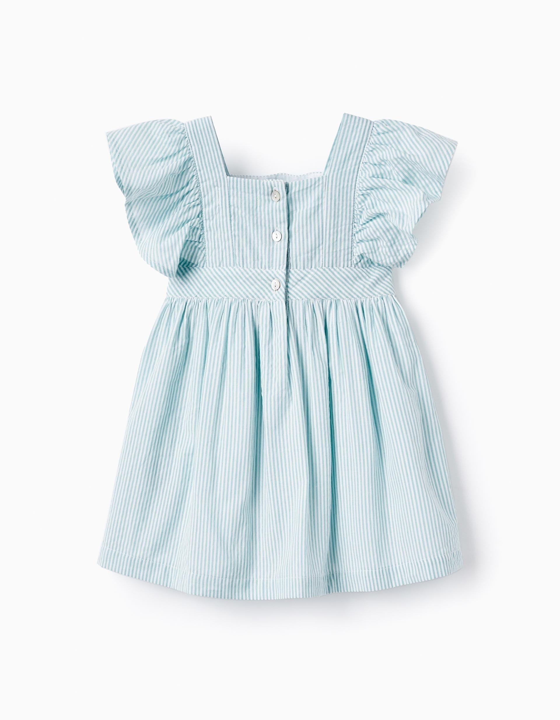 Striped Dress with Ruffles for Baby Girls 'B&S', Green/White
