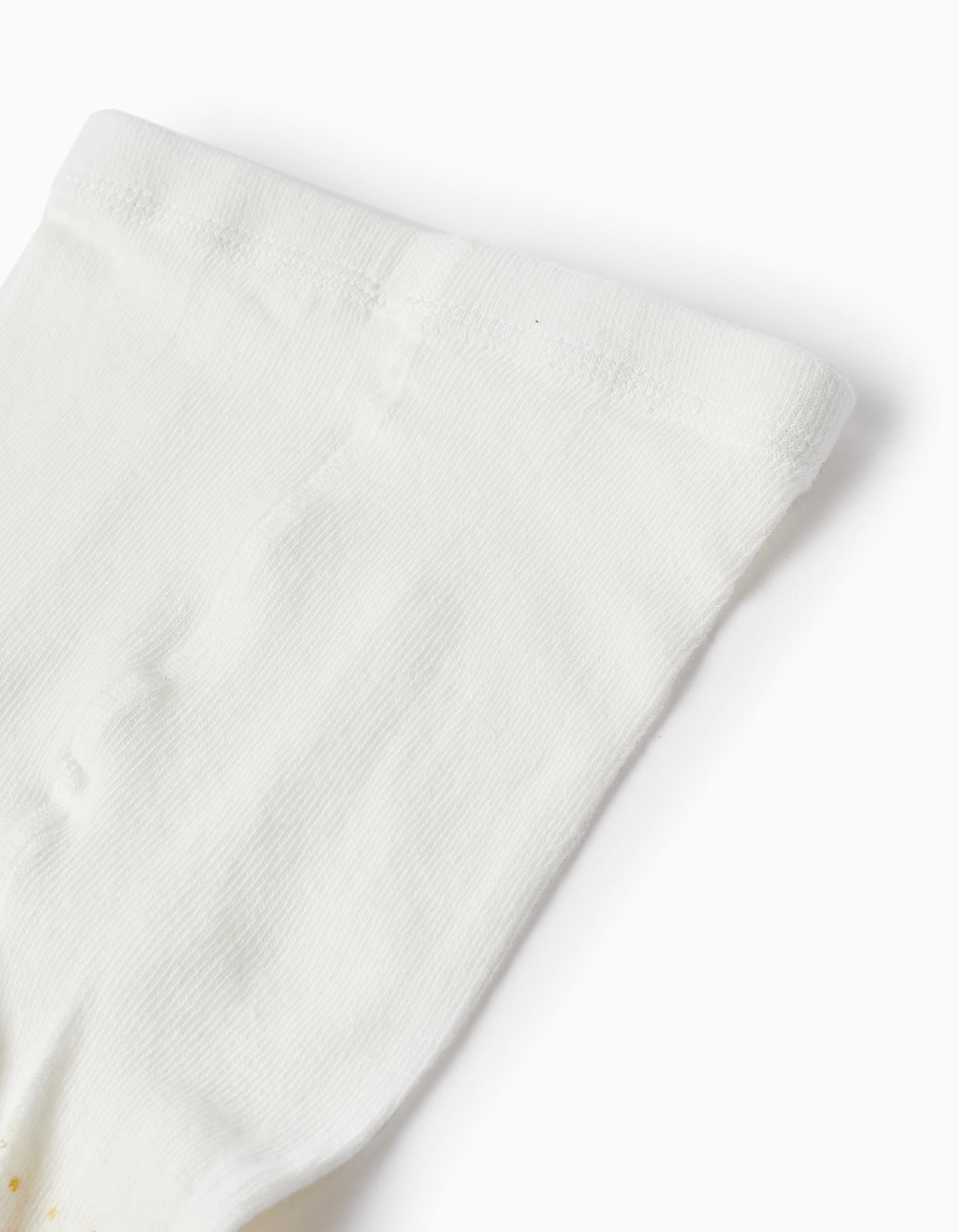 Tights for Girls, White/Yellow