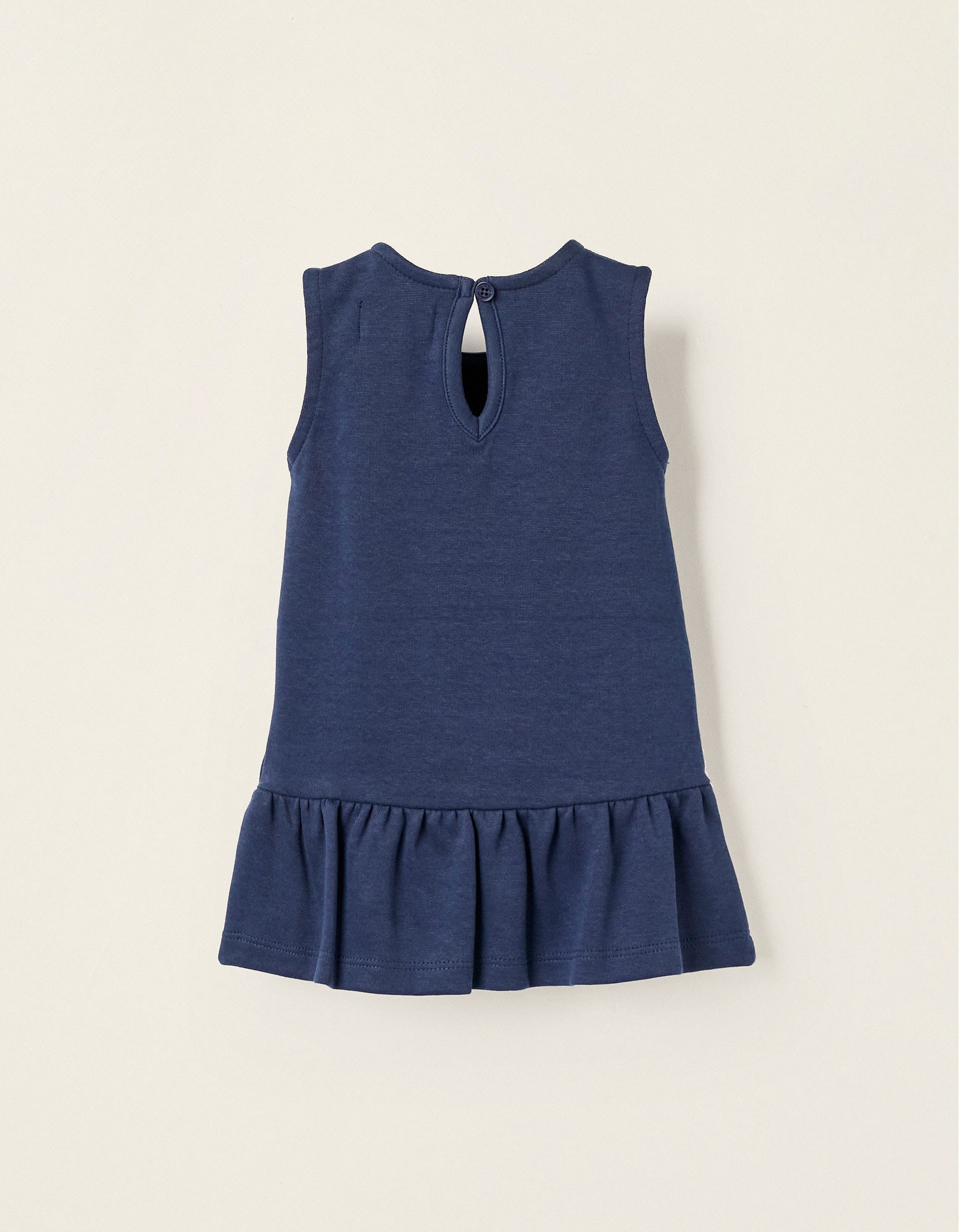 Knit Roma Stitch Dress for Newborn Girls, Dark Blue