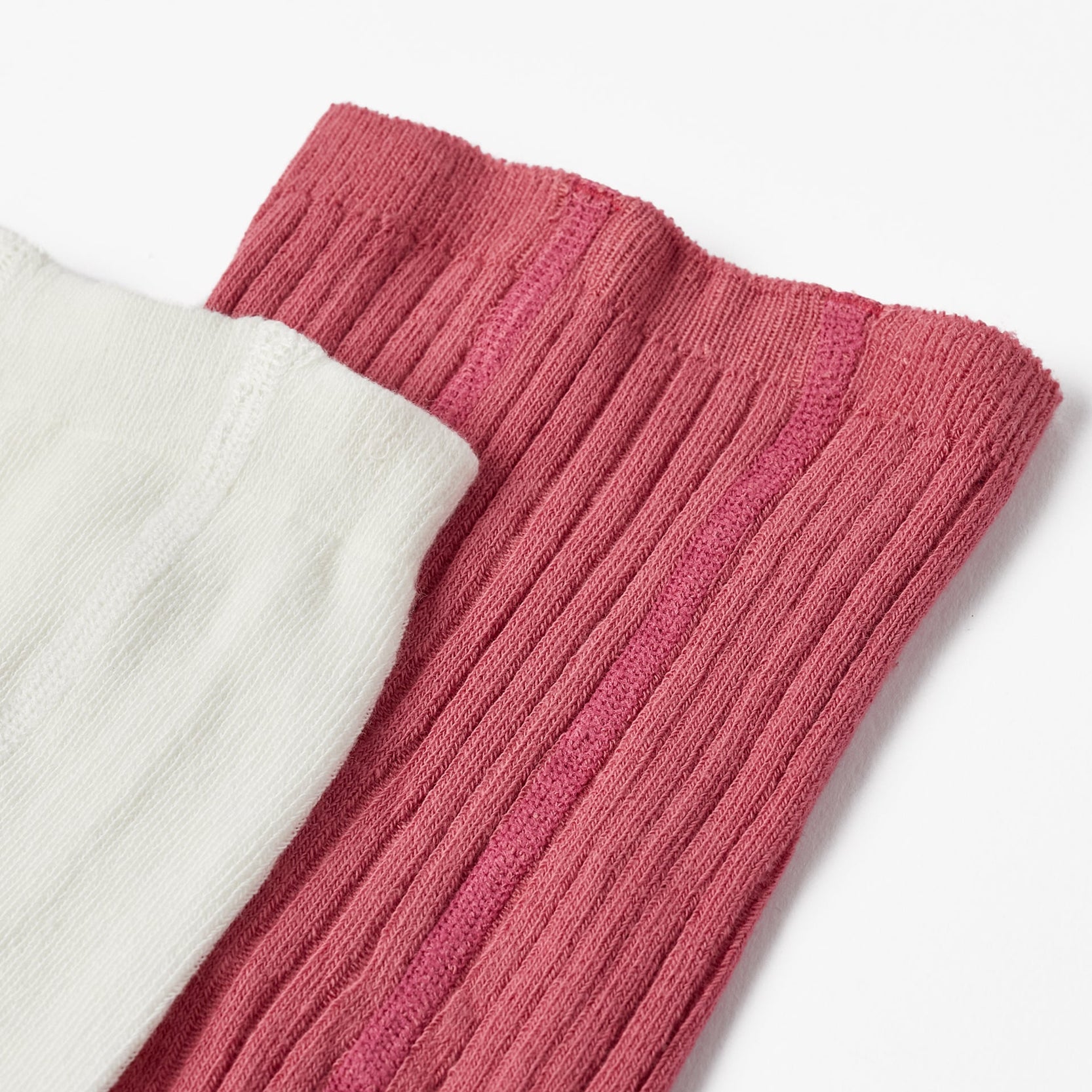 Pack of 2 Knitted Tights for Baby Girls, Pink/White