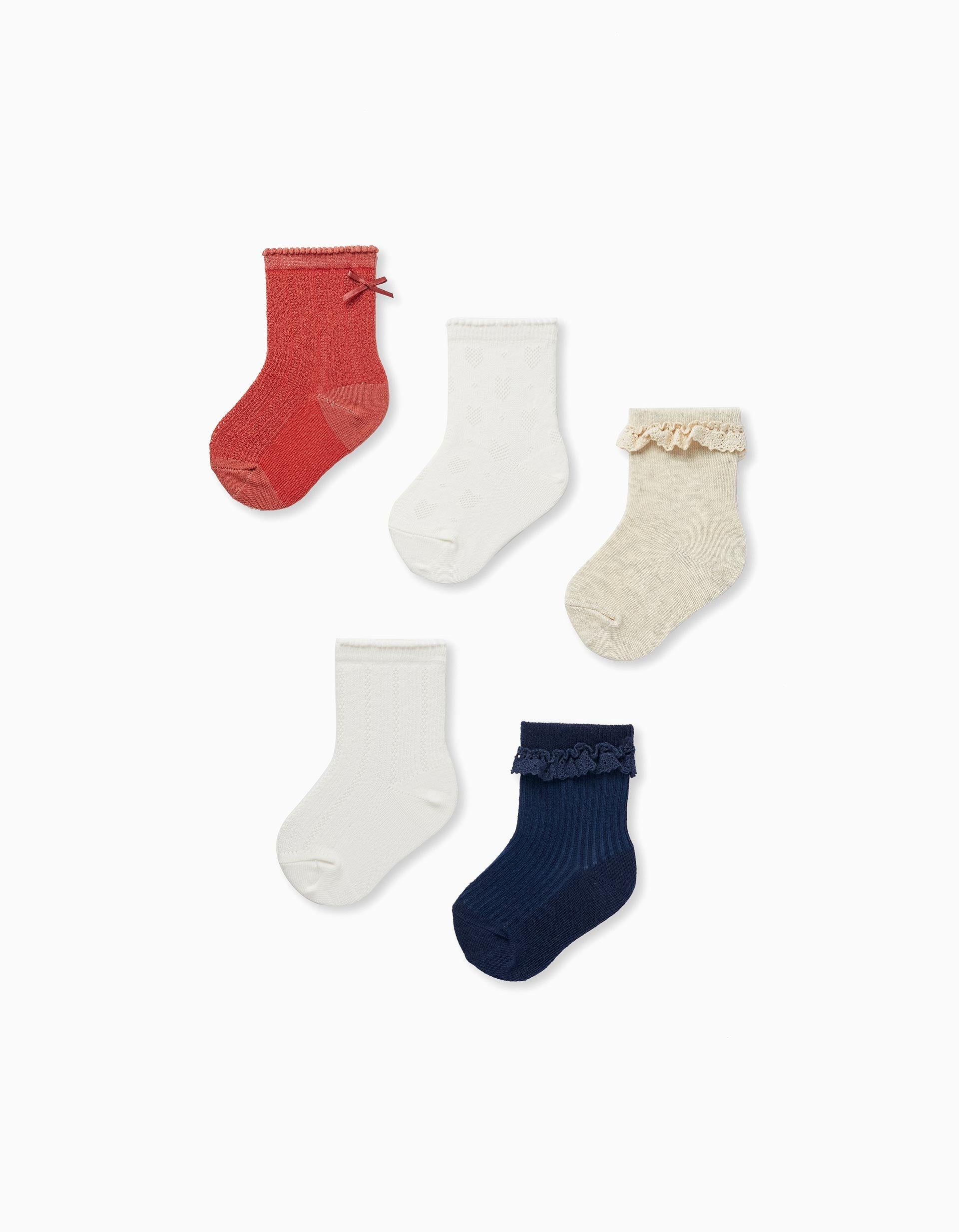Pack of 5 Pairs of Socks for Baby Girls, Multicolour