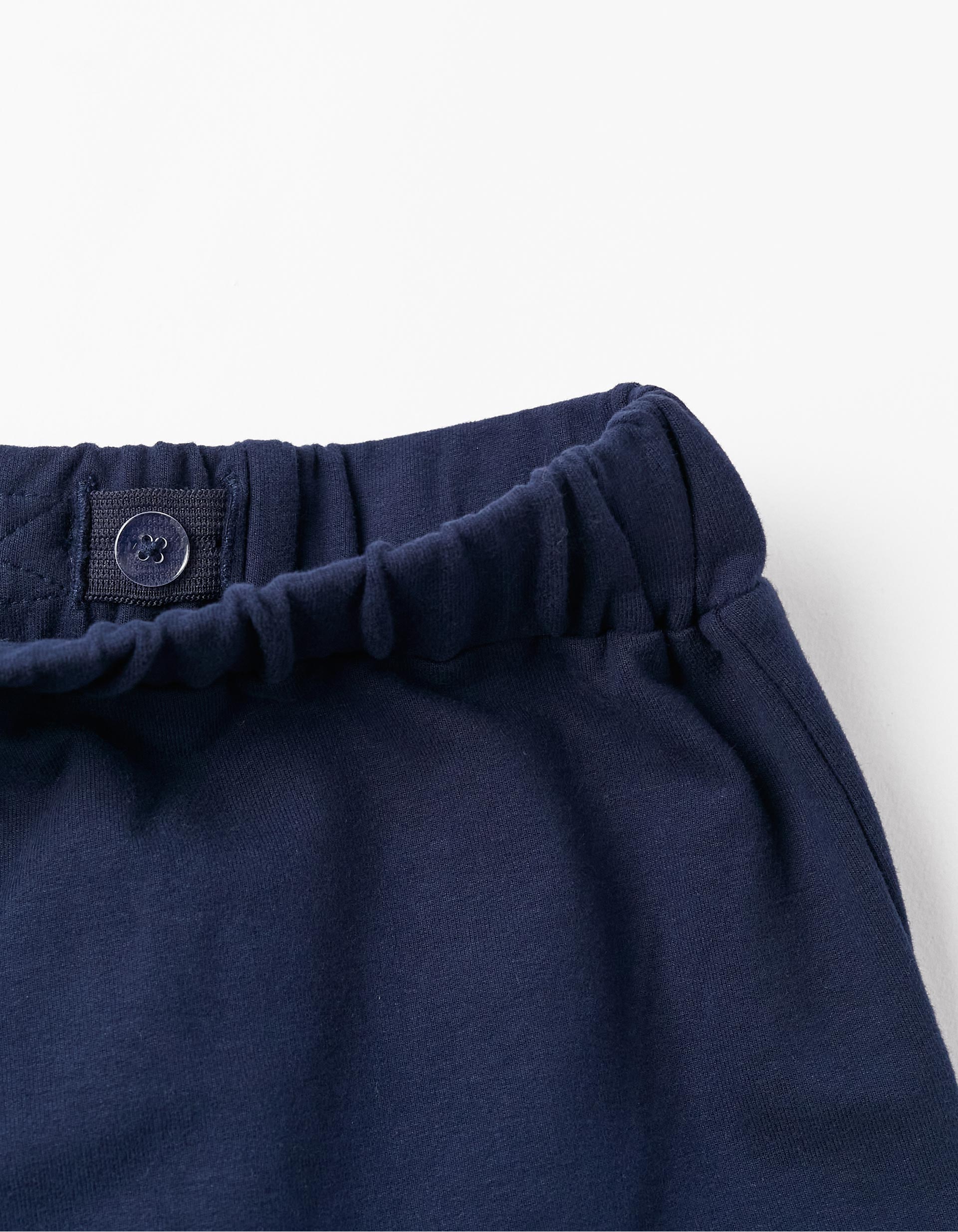 Cotton Trousers with Bow for Girls, Dark Blue