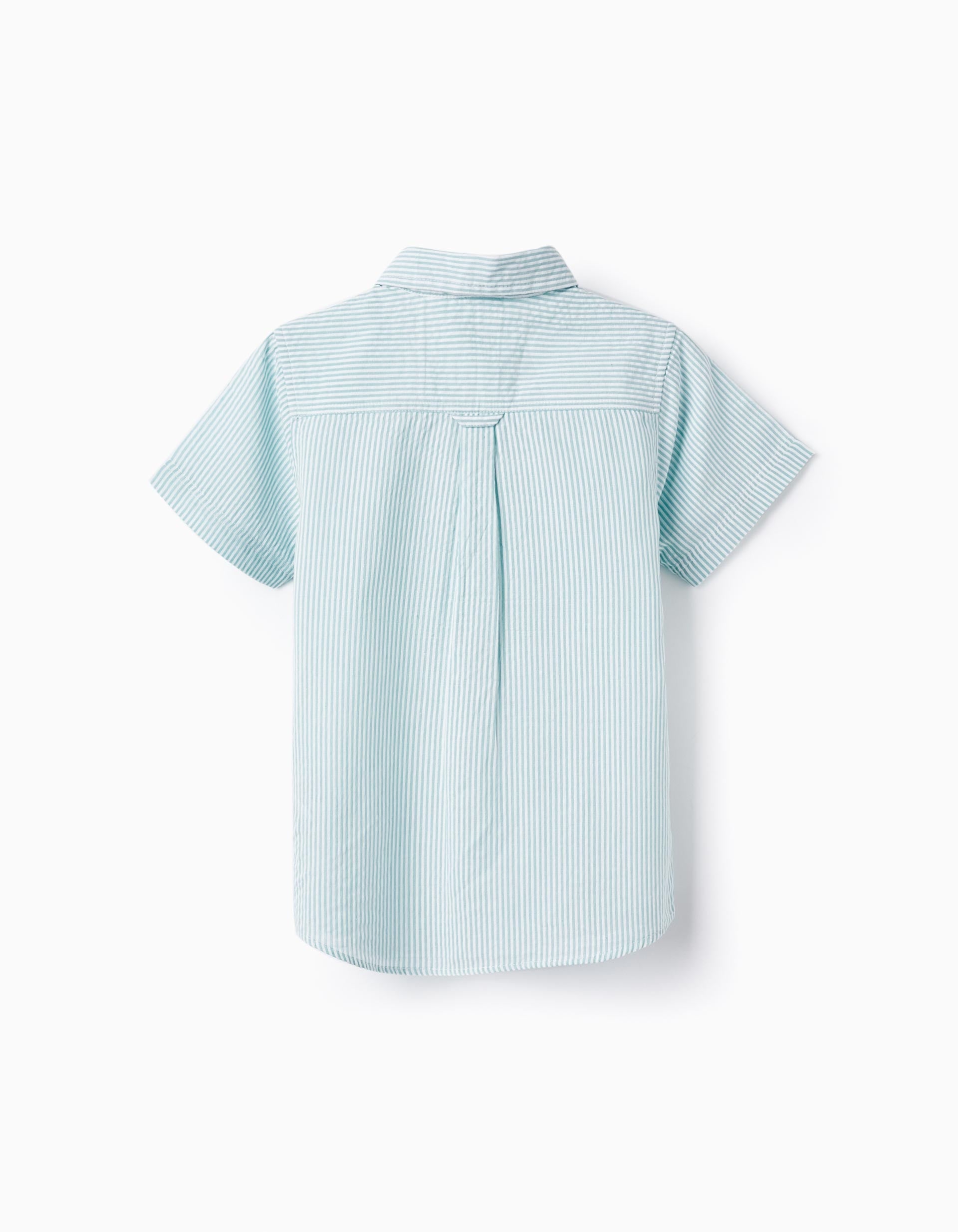 Striped Shirt for Boys, Green/White