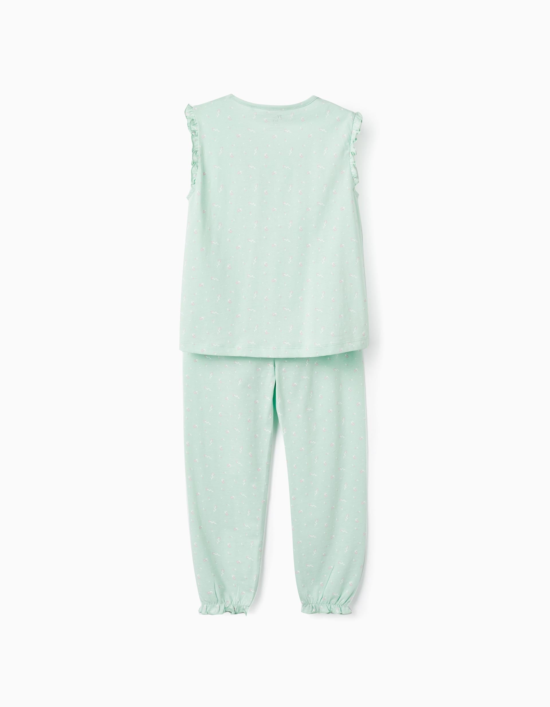 Cotton Pyjama with Floral Pattern for Girls, Green