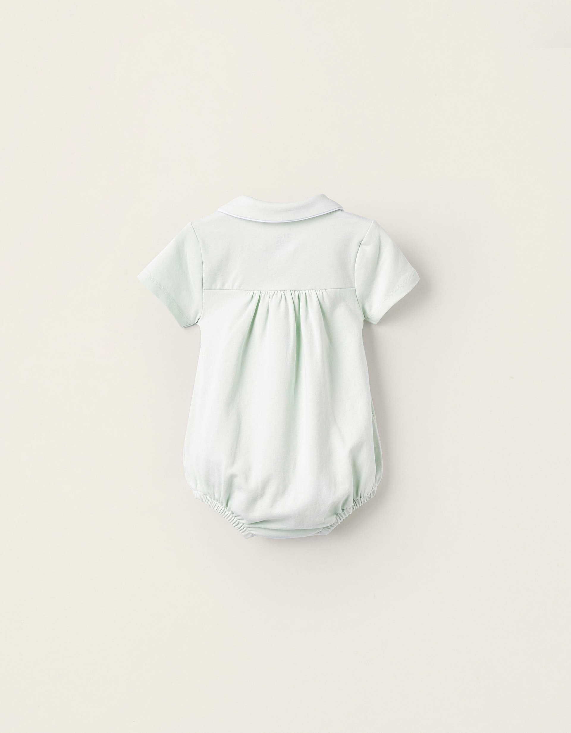 Cotton Bodysuit with Draping for Newborn Girls, Aqua Green