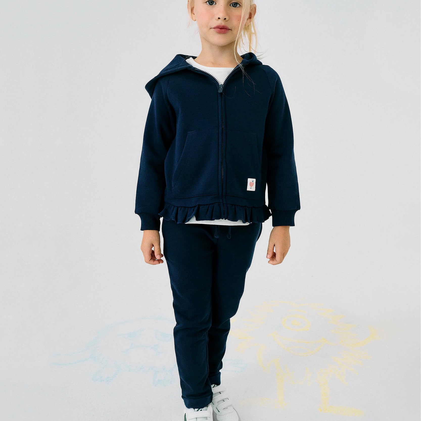 Tracksuit with Ruffles for Girls, Dark Blue