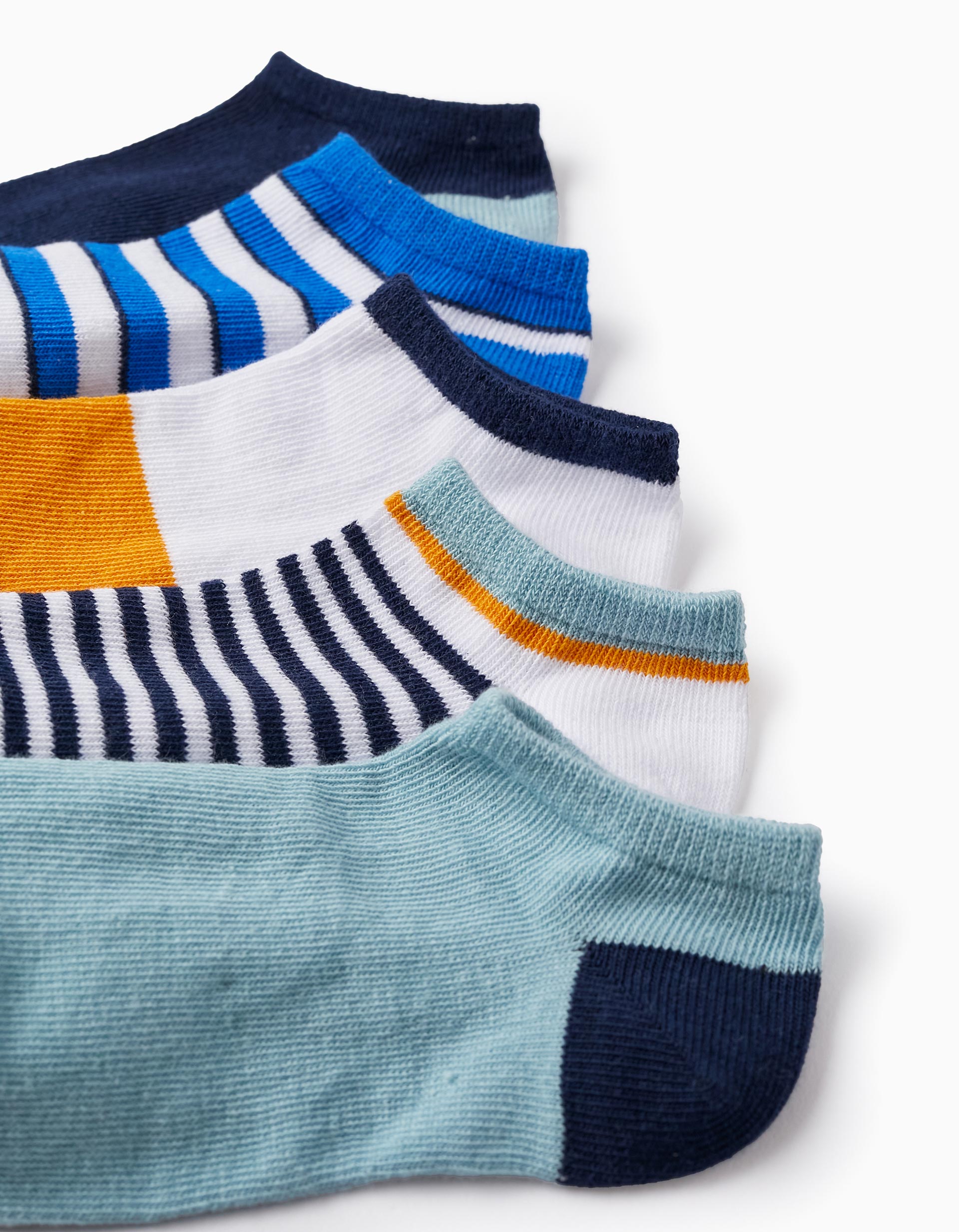 Pack of 5 Pairs of Ankle Socks for Boys 'Stripes', Multicolour