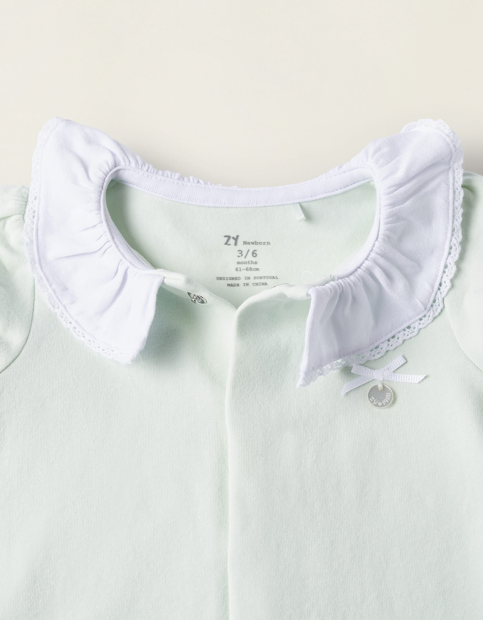 Two-Piece Cotton Pyjama Set for Newborn Girls, Aqua Green