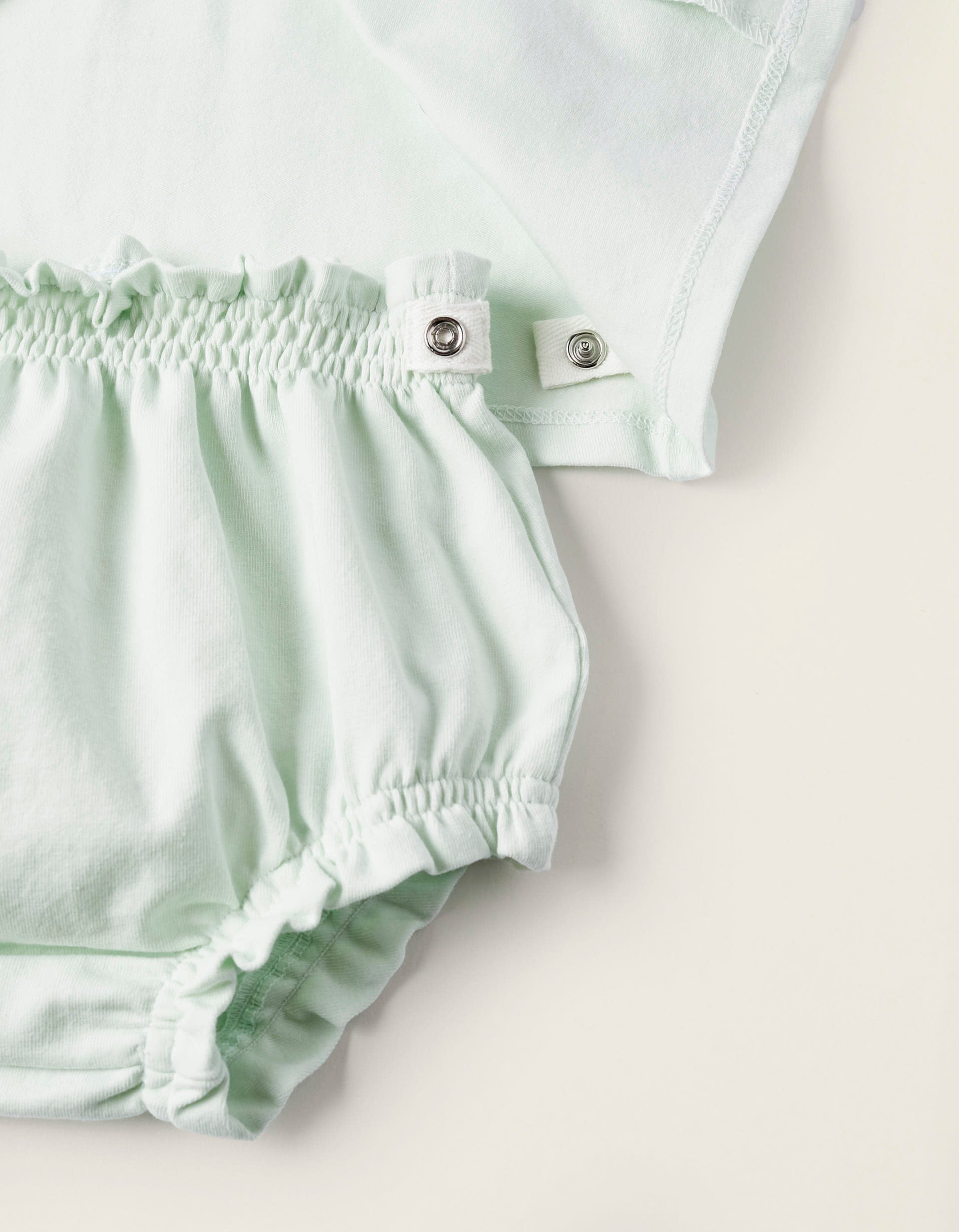 Two-Piece Cotton Pyjama Set for Newborn Girls, Aqua Green