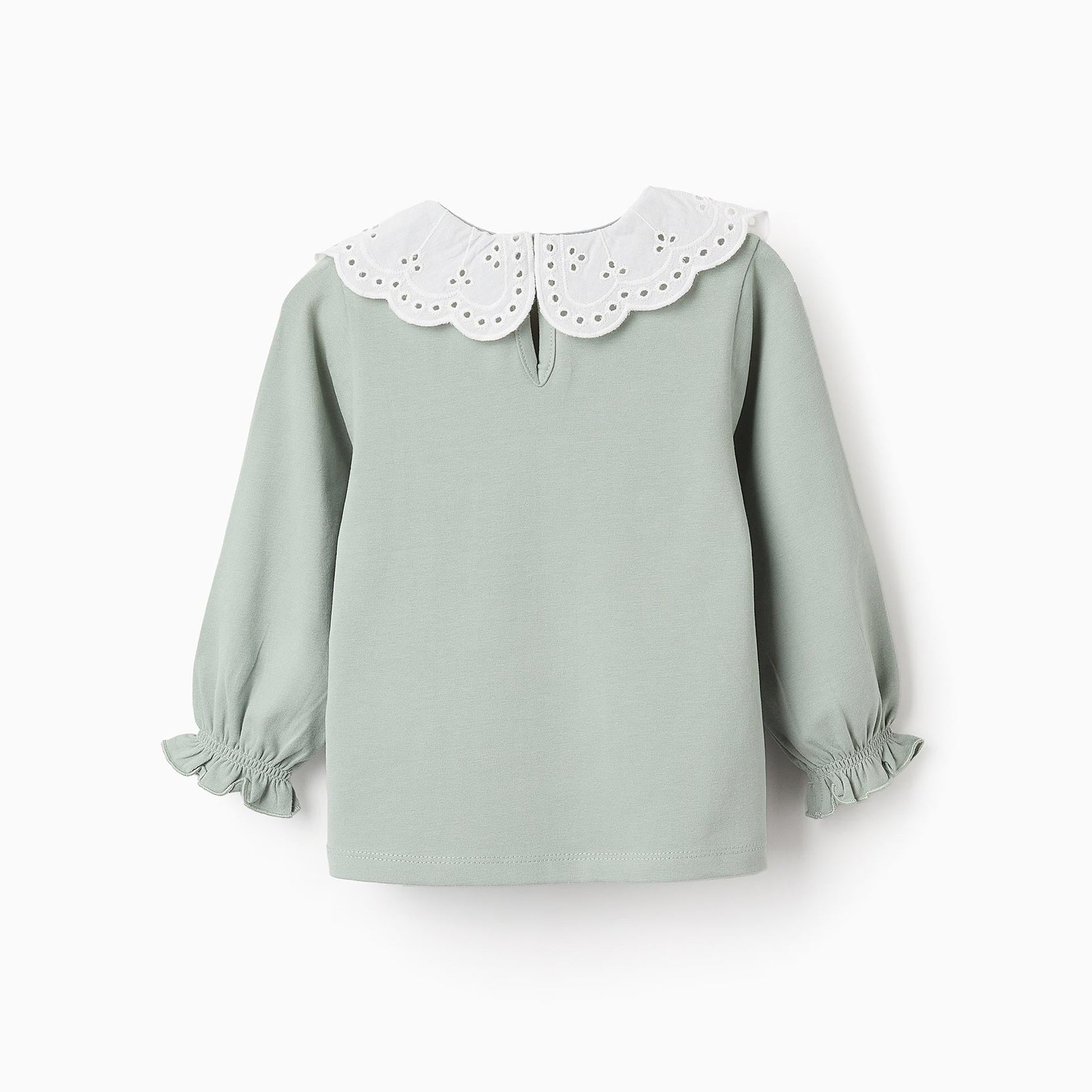 Long Sleeve T-shirt with Broderie Anglaise for Baby Girls, Green