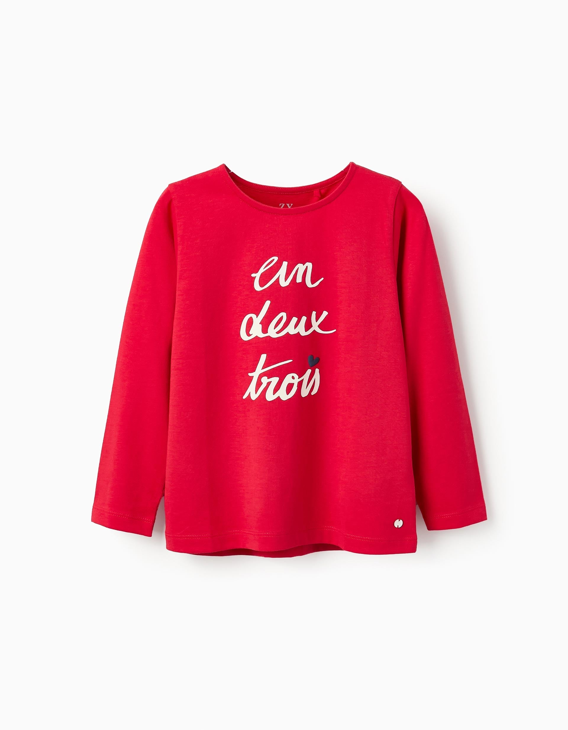Long Sleeve T-shirt for Girls '1 2 3', Red