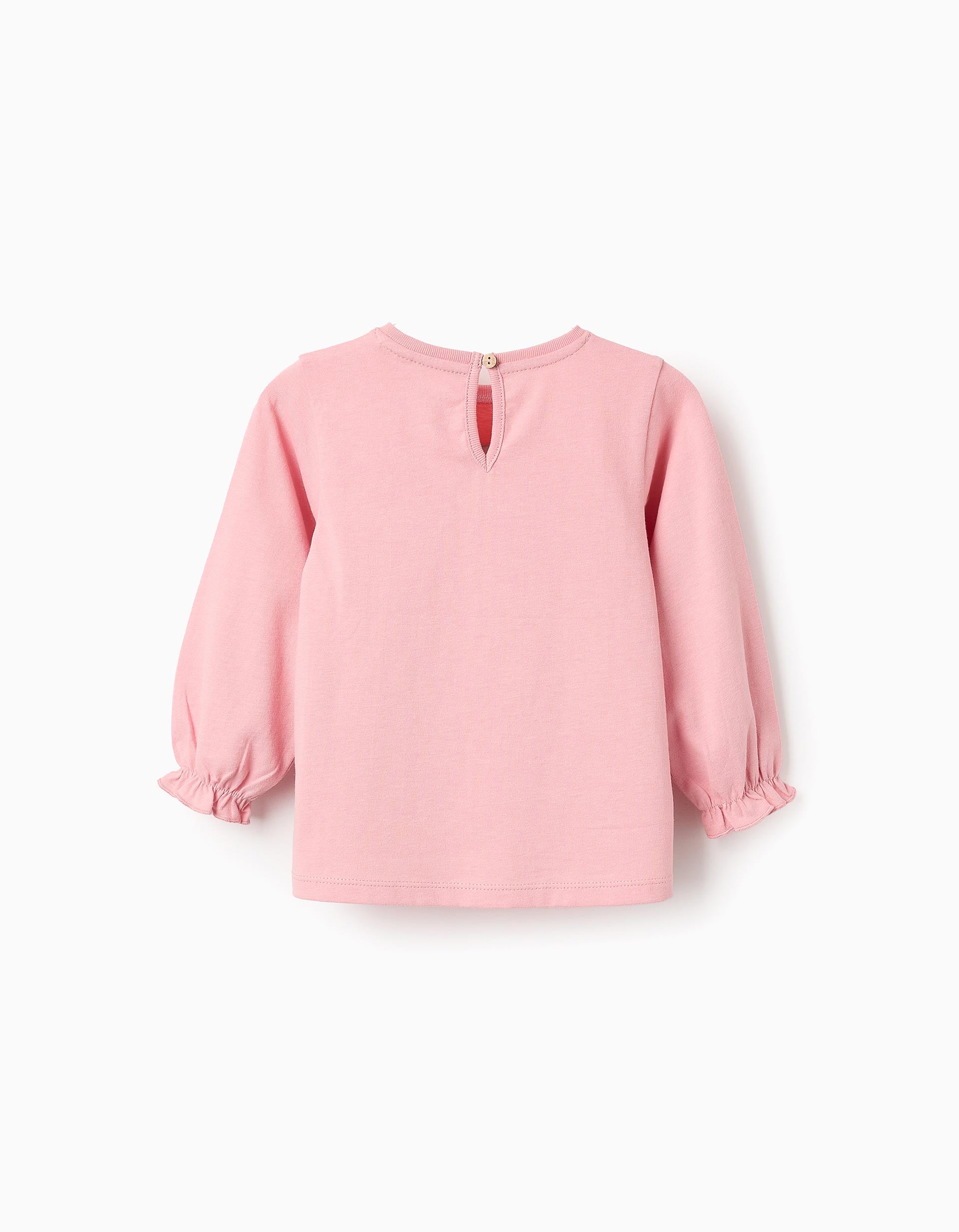 Long-Sleeved Cotton T-shirt for Baby Girls 'Clouds', Pink